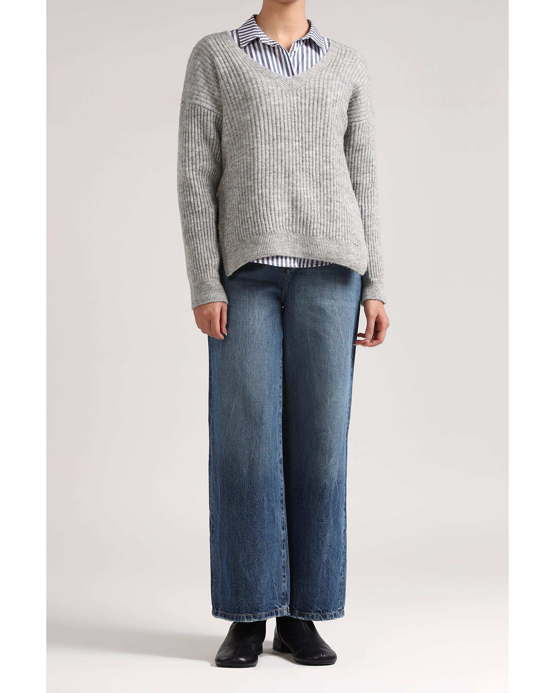 پلیور زنانه یقه هفت طوسی سارک Sarak مدل 4443