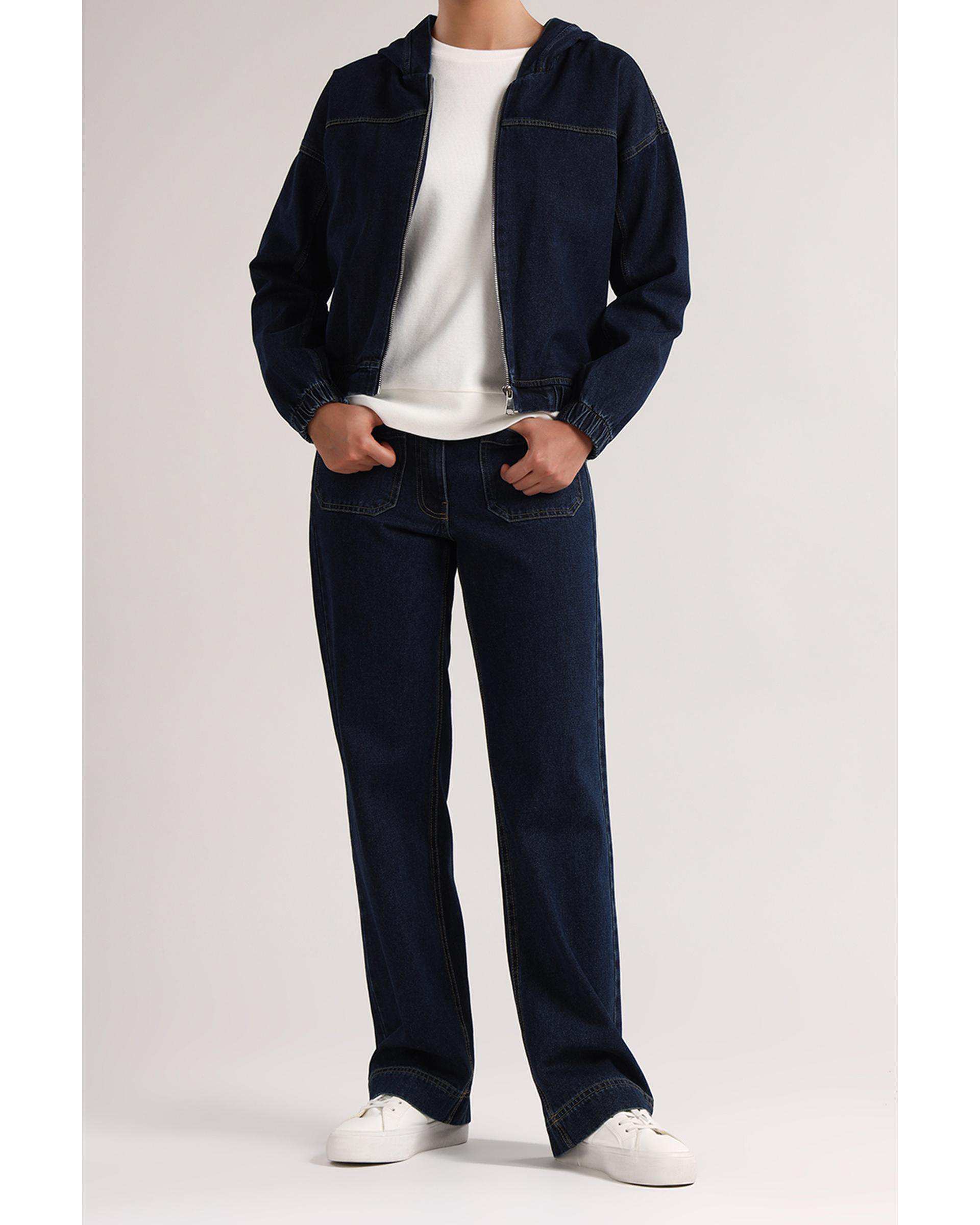 سویشرت جین زنانه آبی تیره سارک Sarak مدل 4513