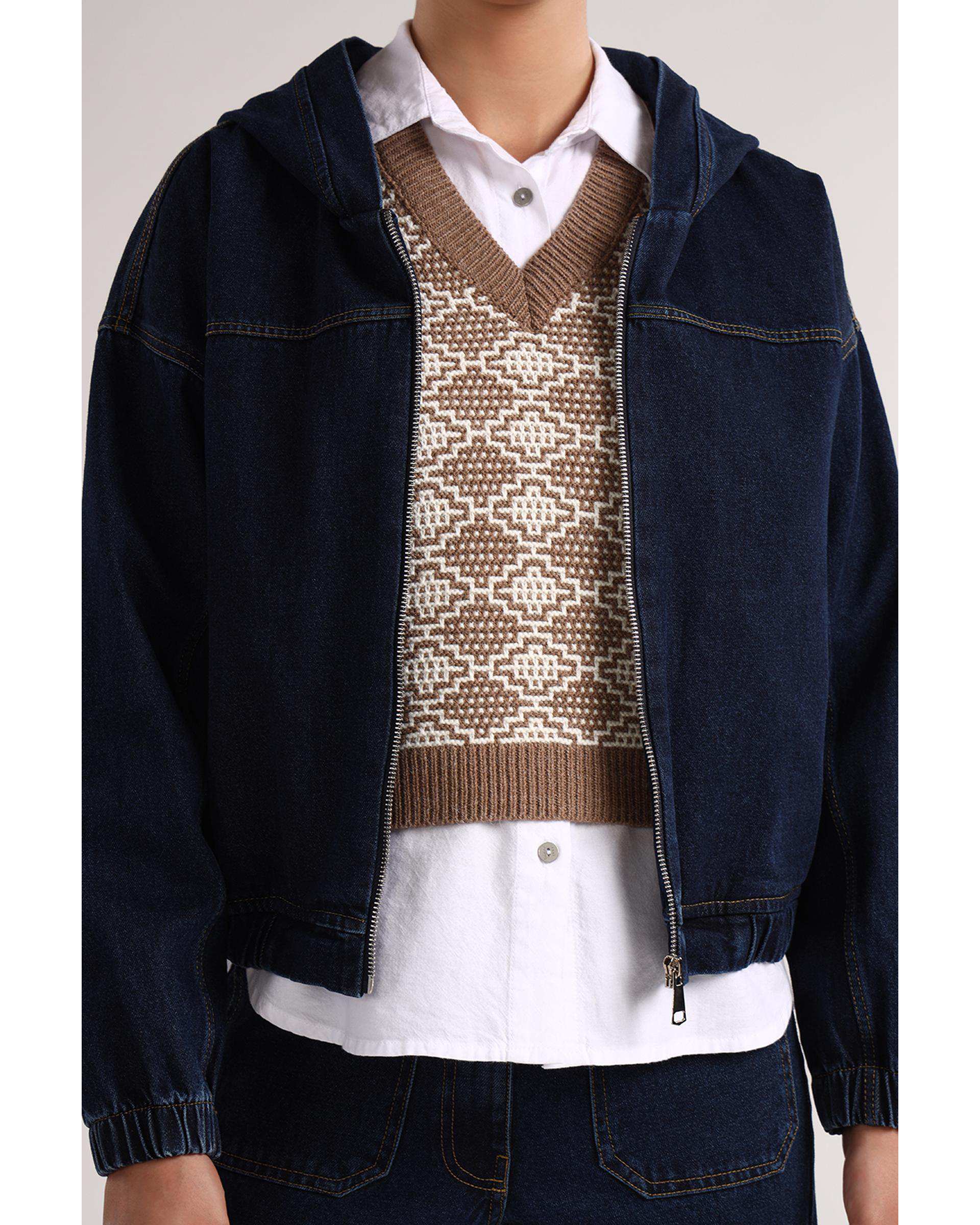 سویشرت جین زنانه آبی تیره سارک Sarak مدل 4513