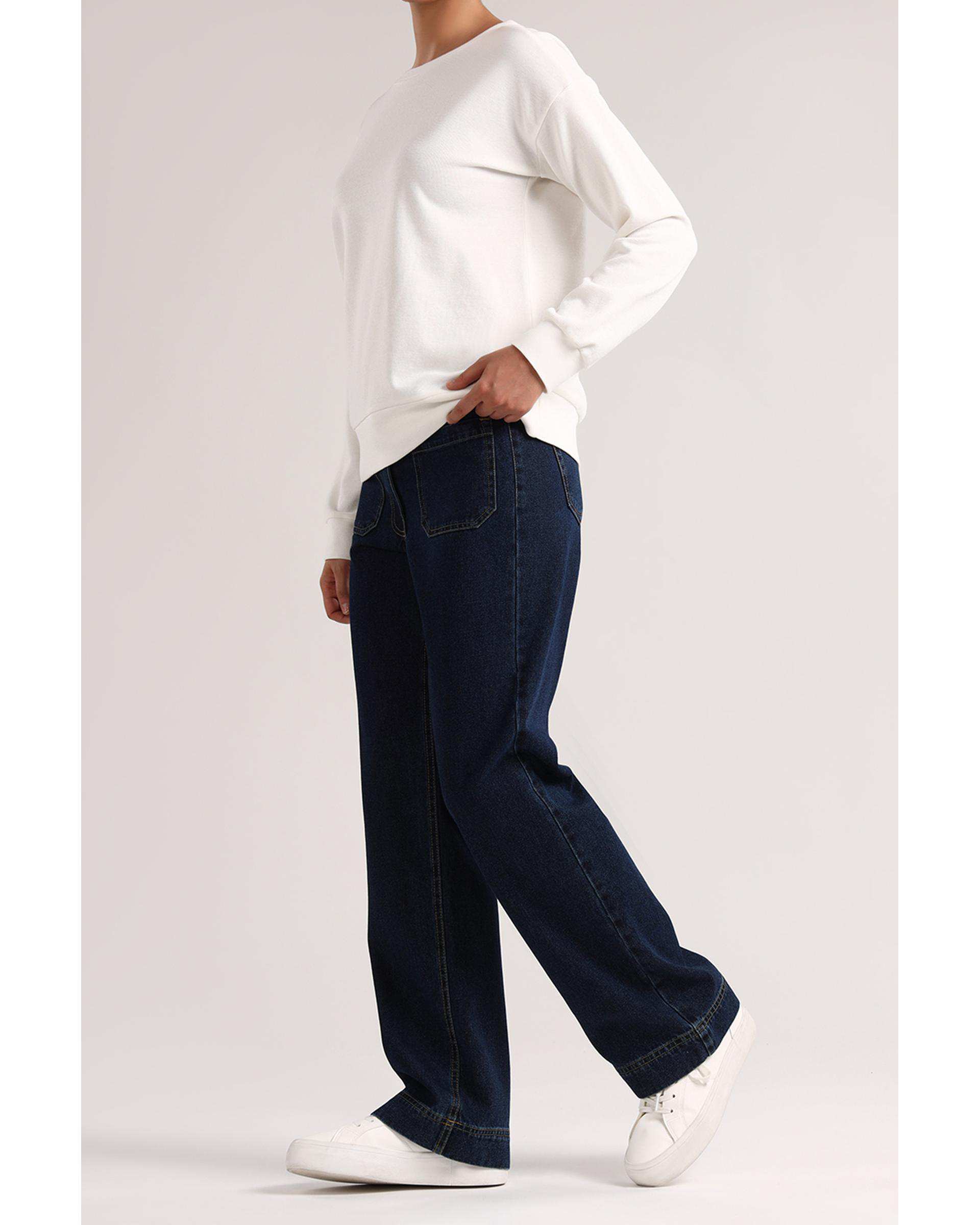 شلوار جین زنانه راسته آبی تیره سارک Sarak مدل 4514