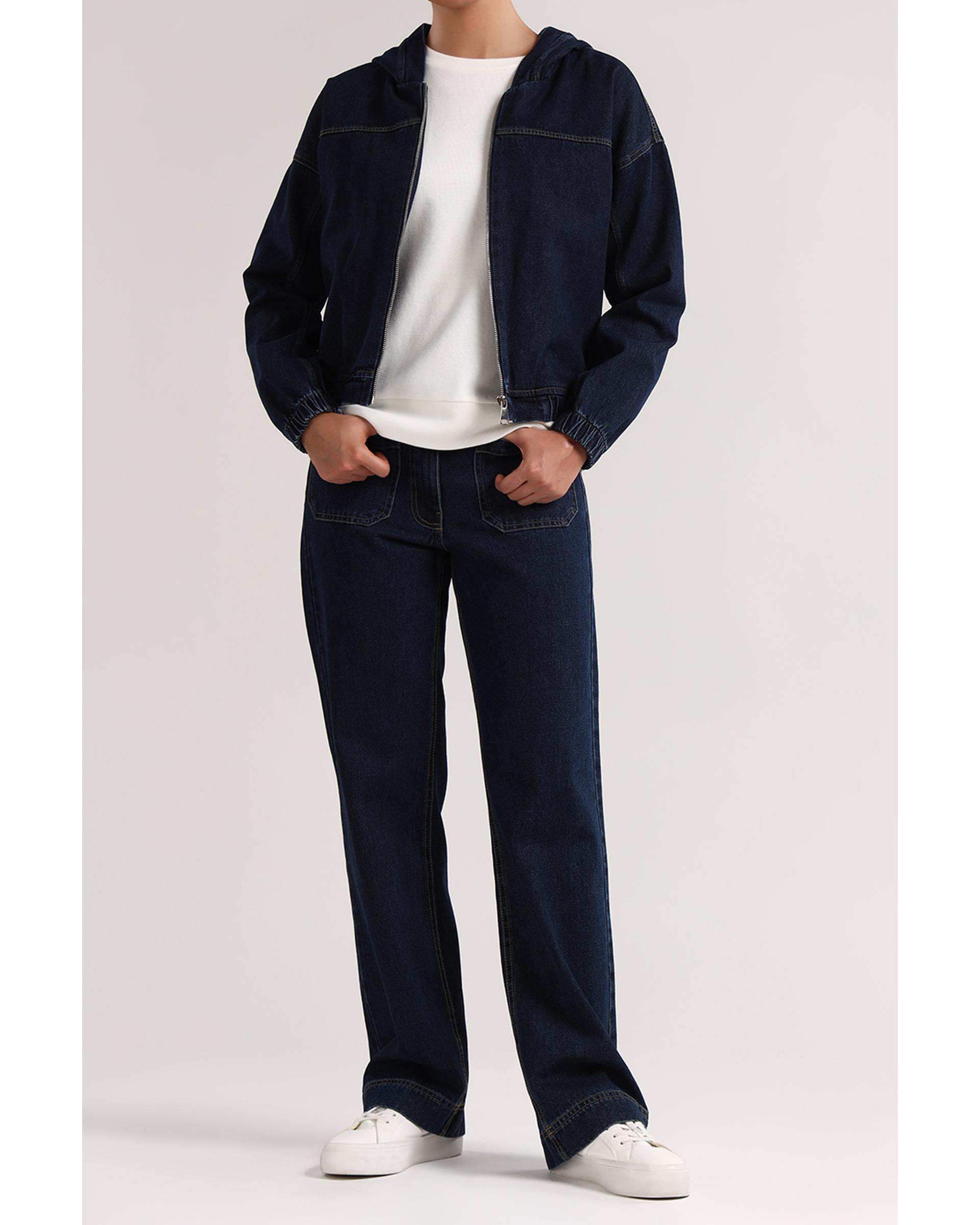 شلوار جین زنانه راسته آبی تیره سارک Sarak مدل 4514