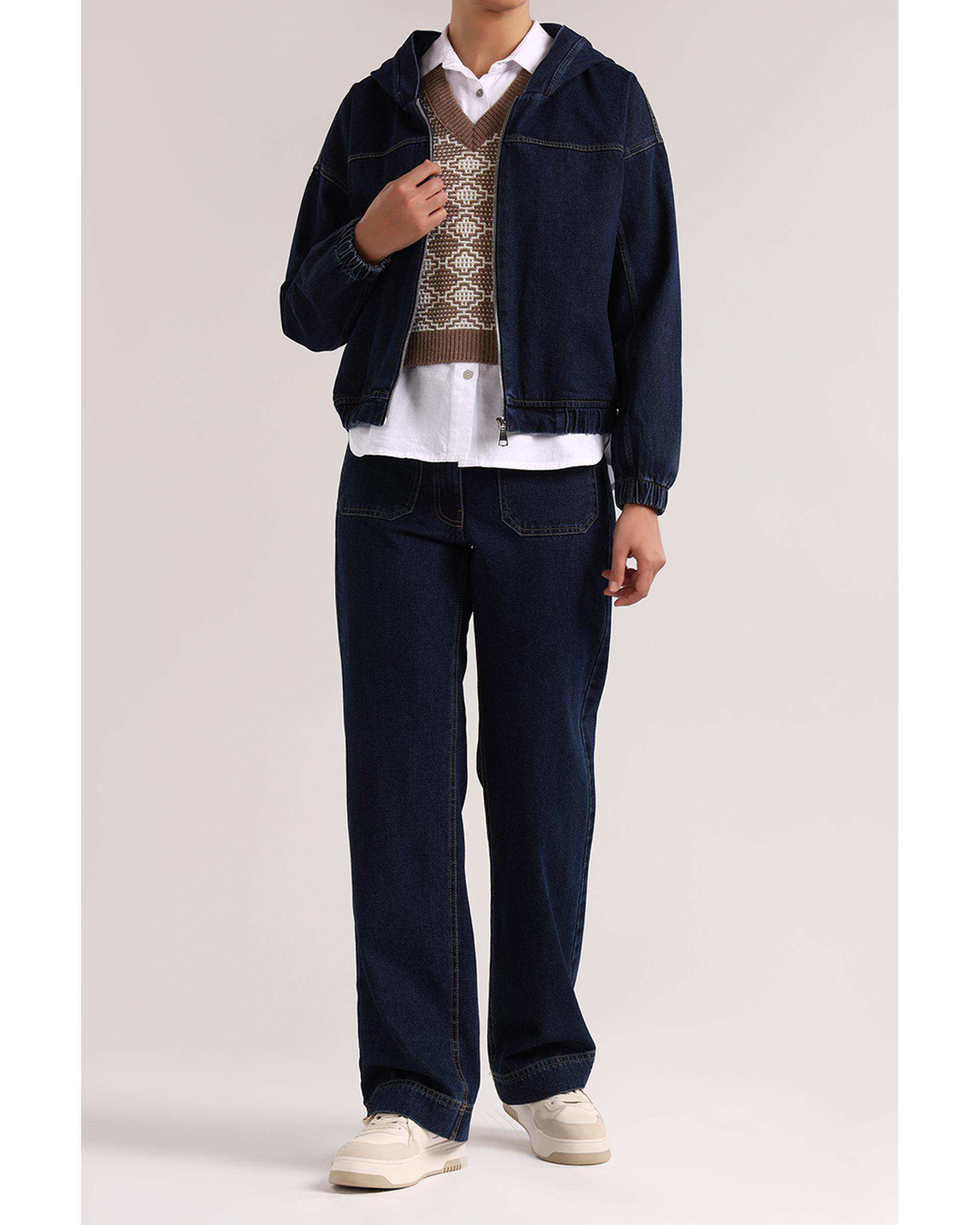 شلوار جین زنانه راسته آبی تیره سارک Sarak مدل 4514