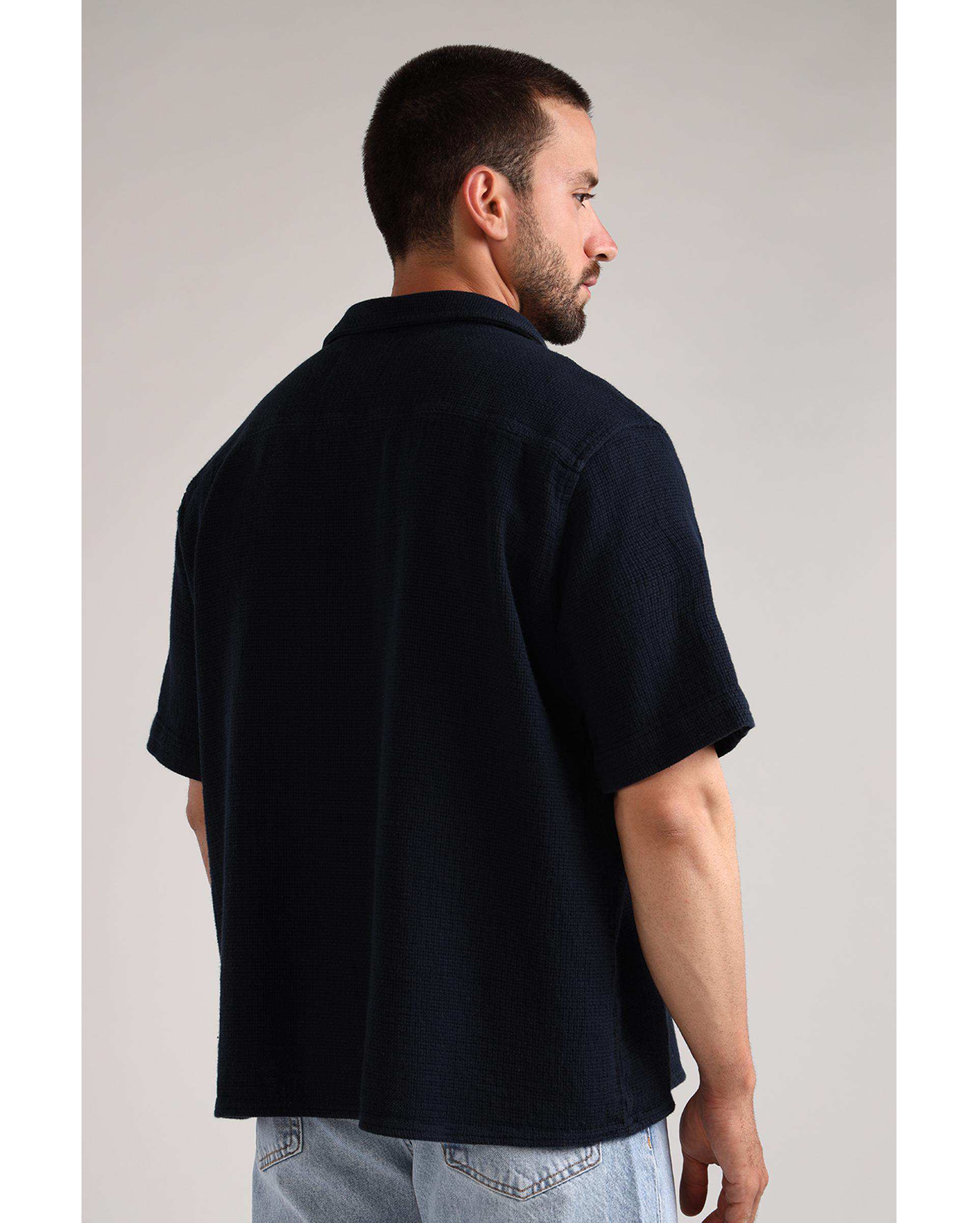 پیراهن مردانه آستین کوتاه سرمه ای سارک Sarak مدل 4702