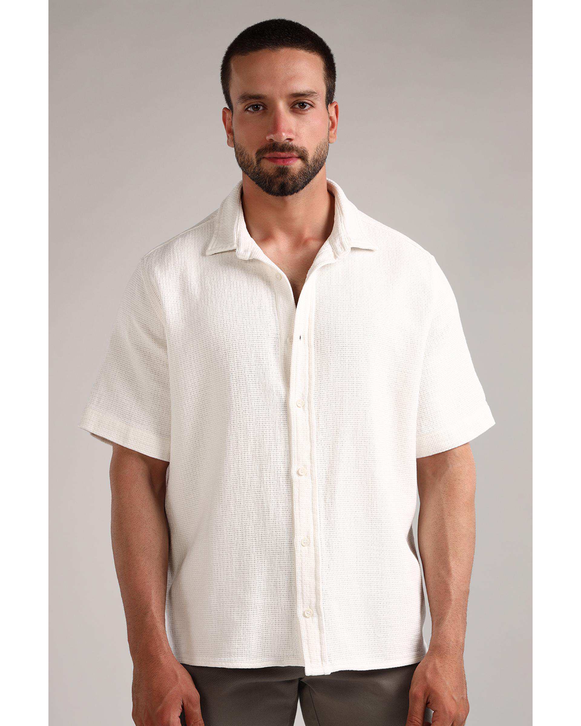 پیراهن مردانه آستین کوتاه سفید سارک Sarak مدل 4702
