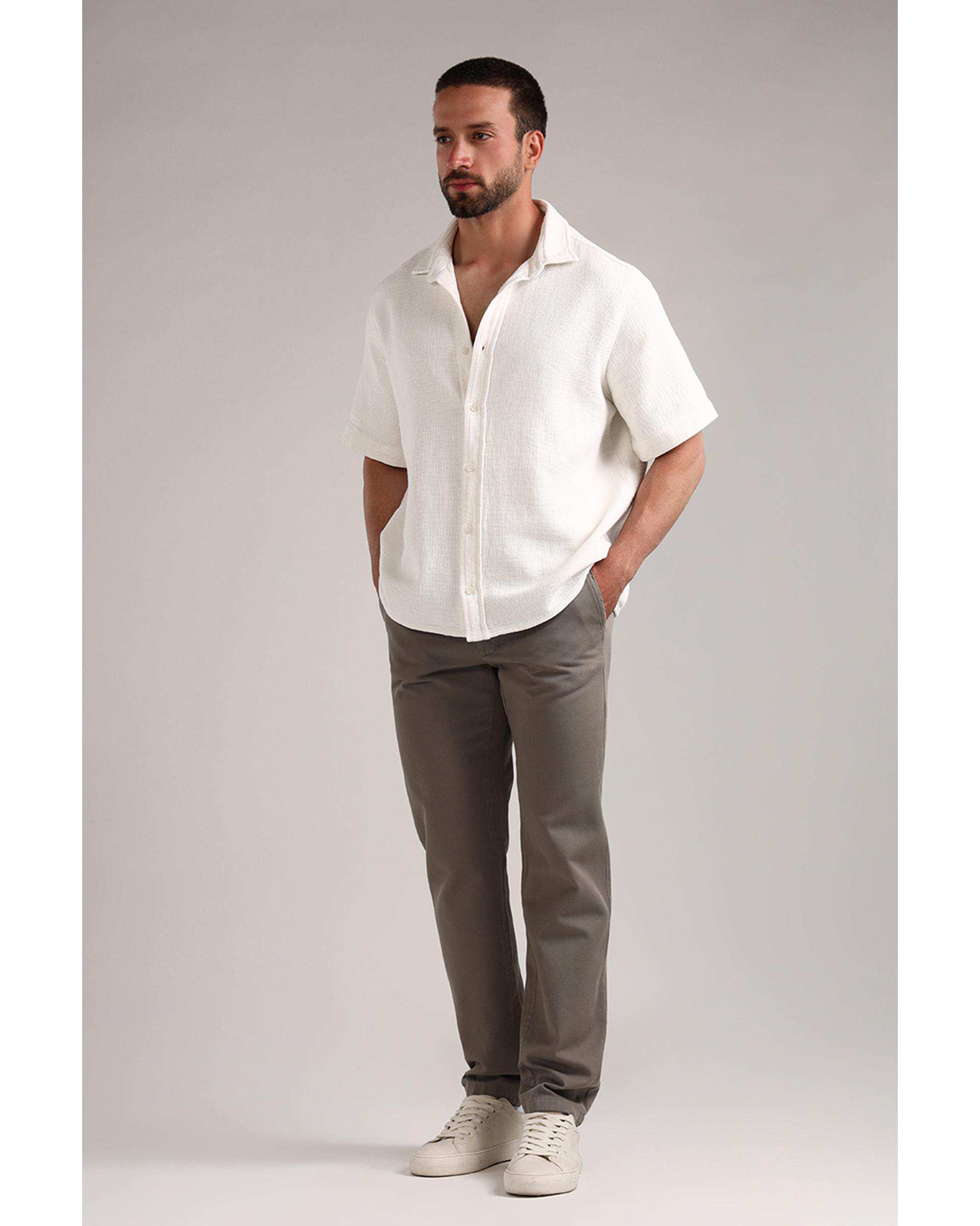 پیراهن مردانه آستین کوتاه سفید سارک Sarak مدل 4702