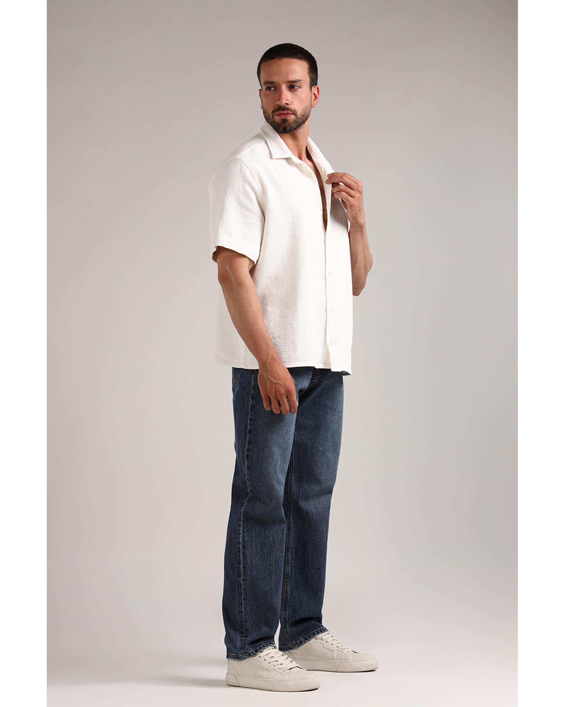 پیراهن مردانه آستین کوتاه سفید سارک Sarak مدل 4702