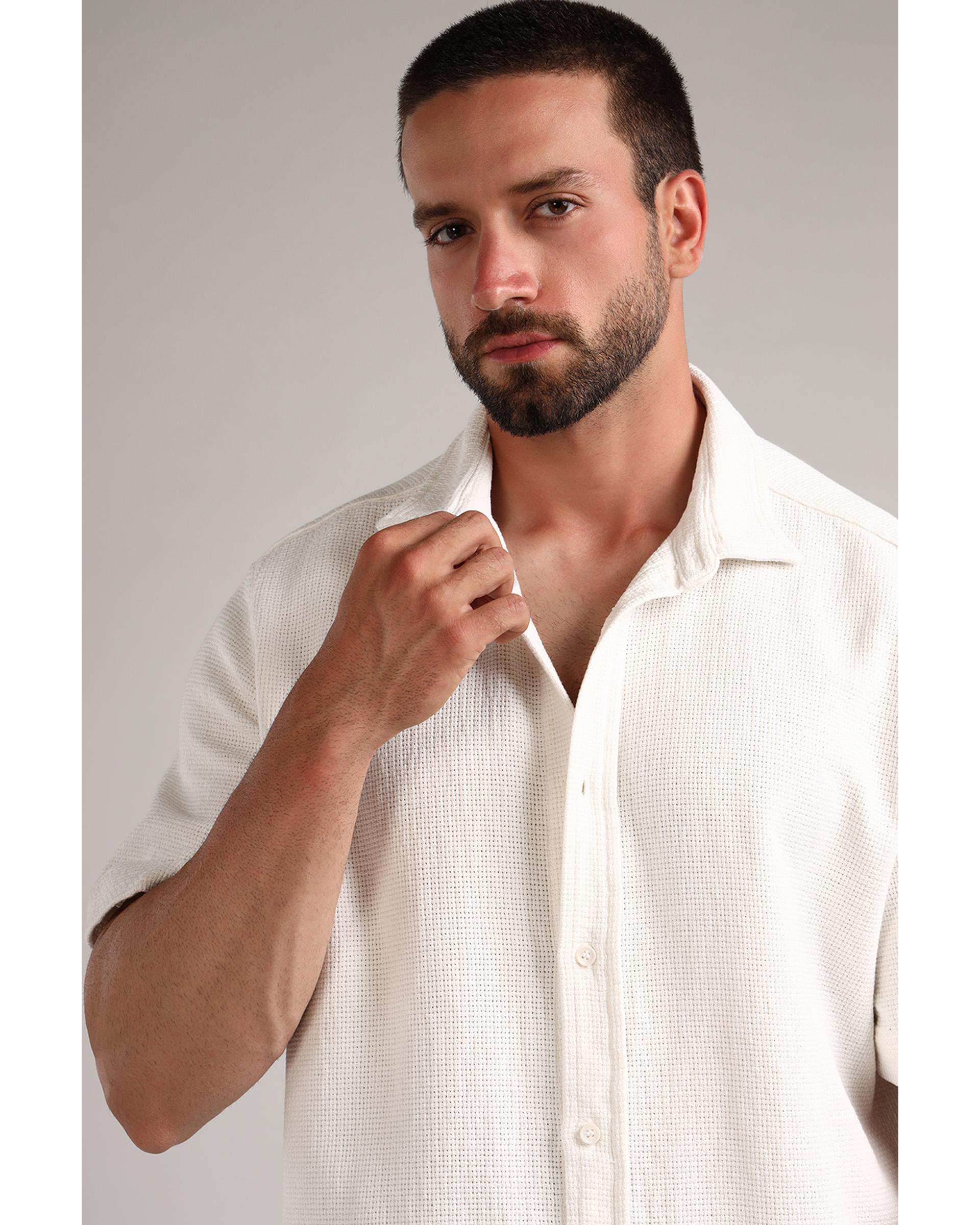 پیراهن مردانه آستین کوتاه سفید سارک Sarak مدل 4702