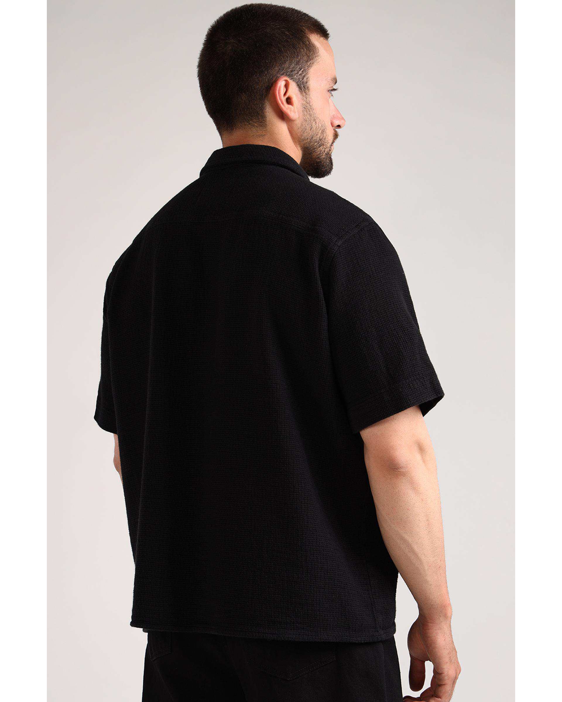 پیراهن مردانه آستین کوتاه مشکی سارک Sarak مدل 4702