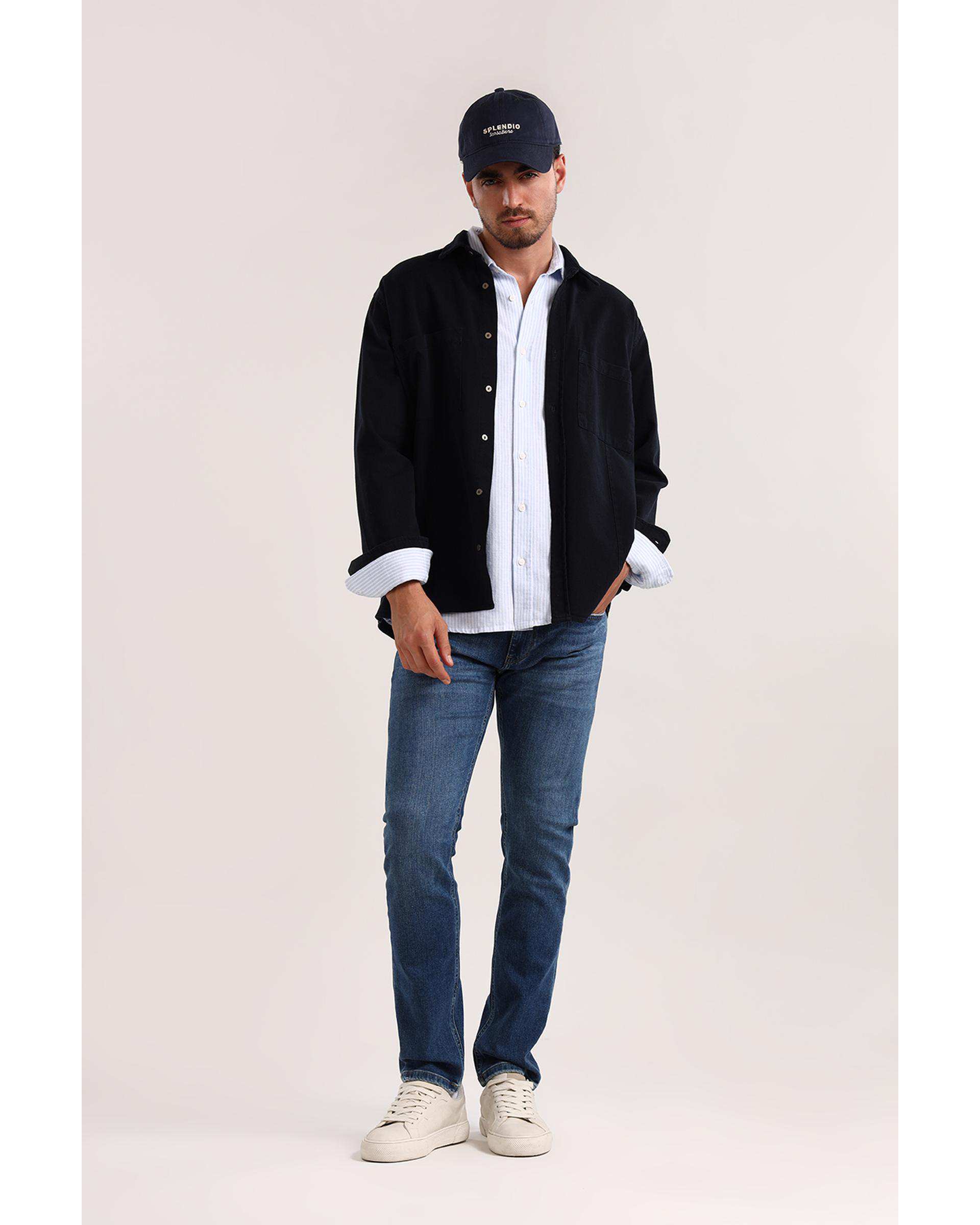 پیراهن مردانه دو جیب سرمه ای تیره سارک Sarak مدل 4700