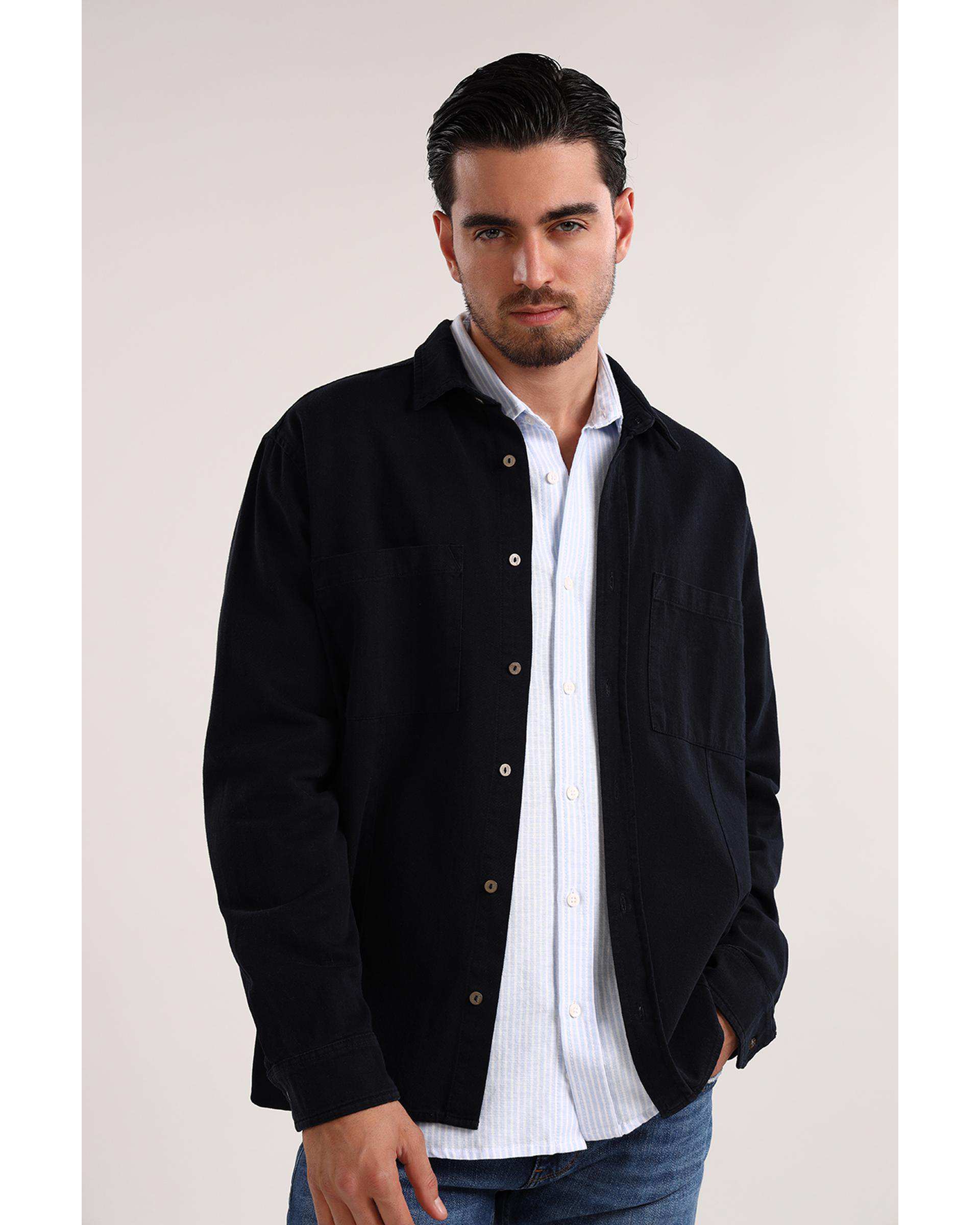 پیراهن مردانه دو جیب سرمه ای تیره سارک Sarak مدل 4700