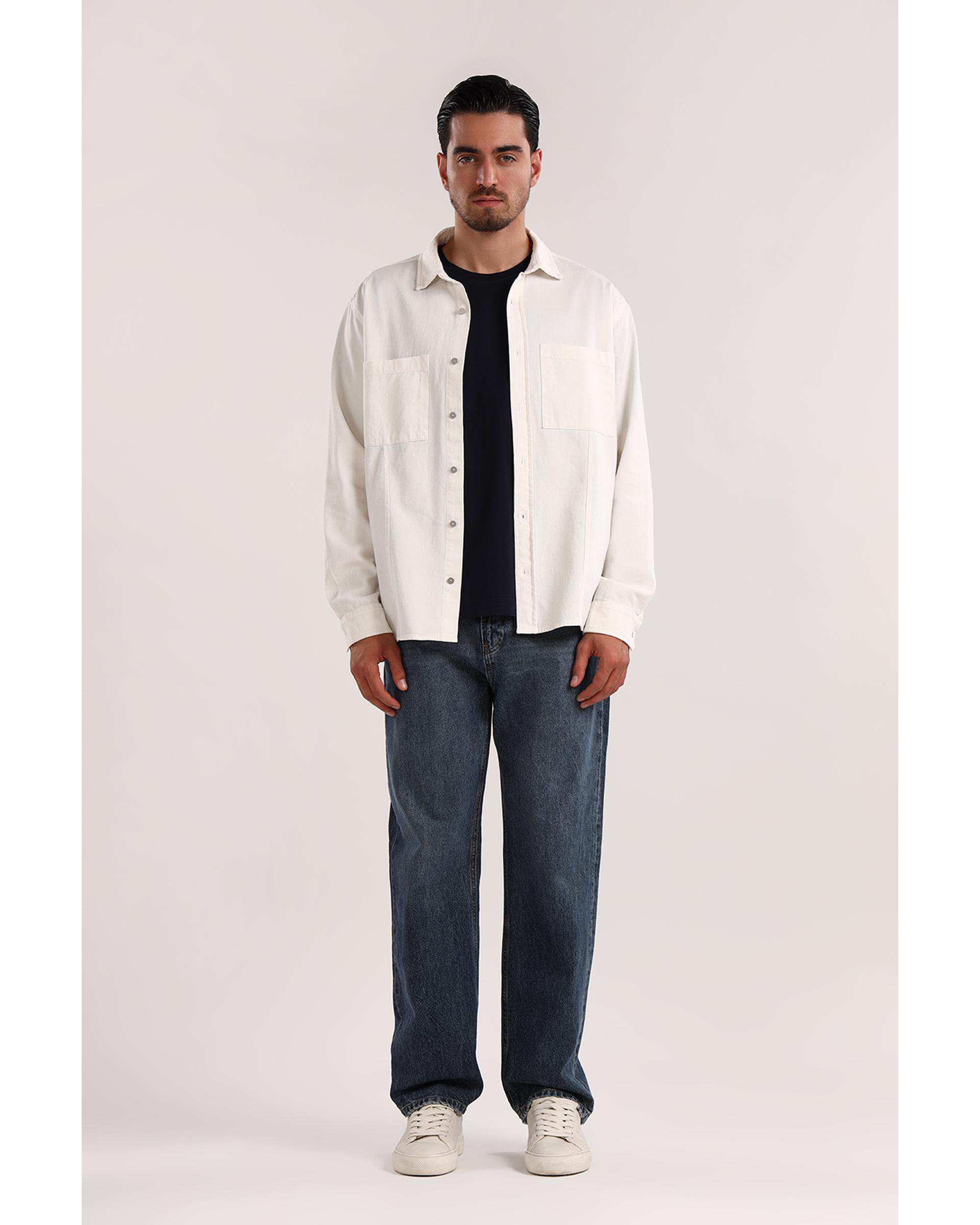 پیراهن مردانه دو جیب سفید سارک Sarak مدل 4700