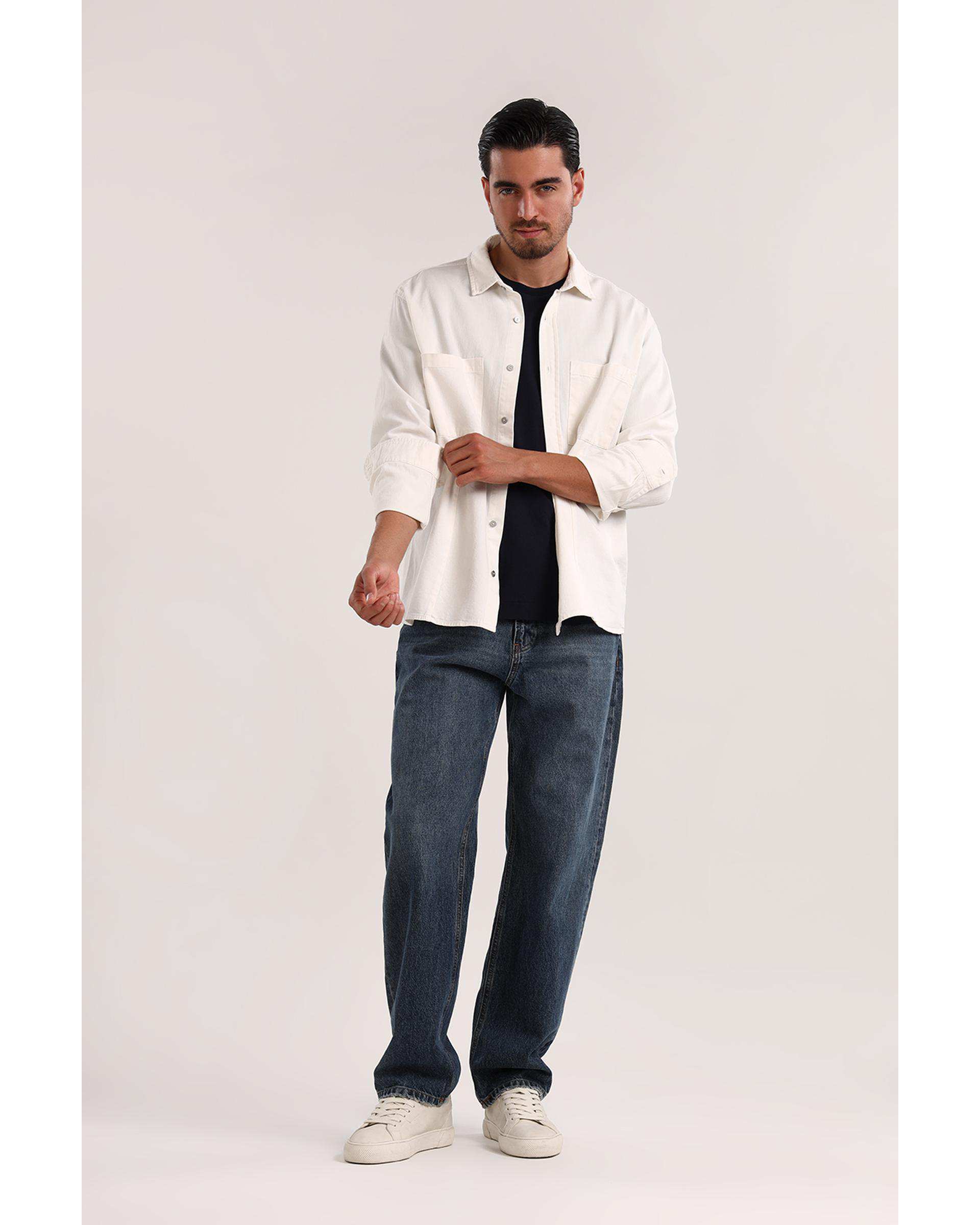 پیراهن مردانه دو جیب سفید سارک Sarak مدل 4700