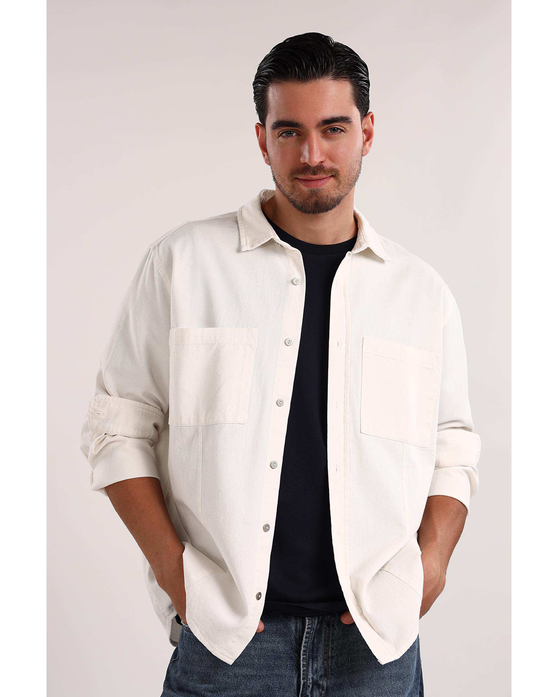 پیراهن مردانه دو جیب سفید سارک Sarak مدل 4700