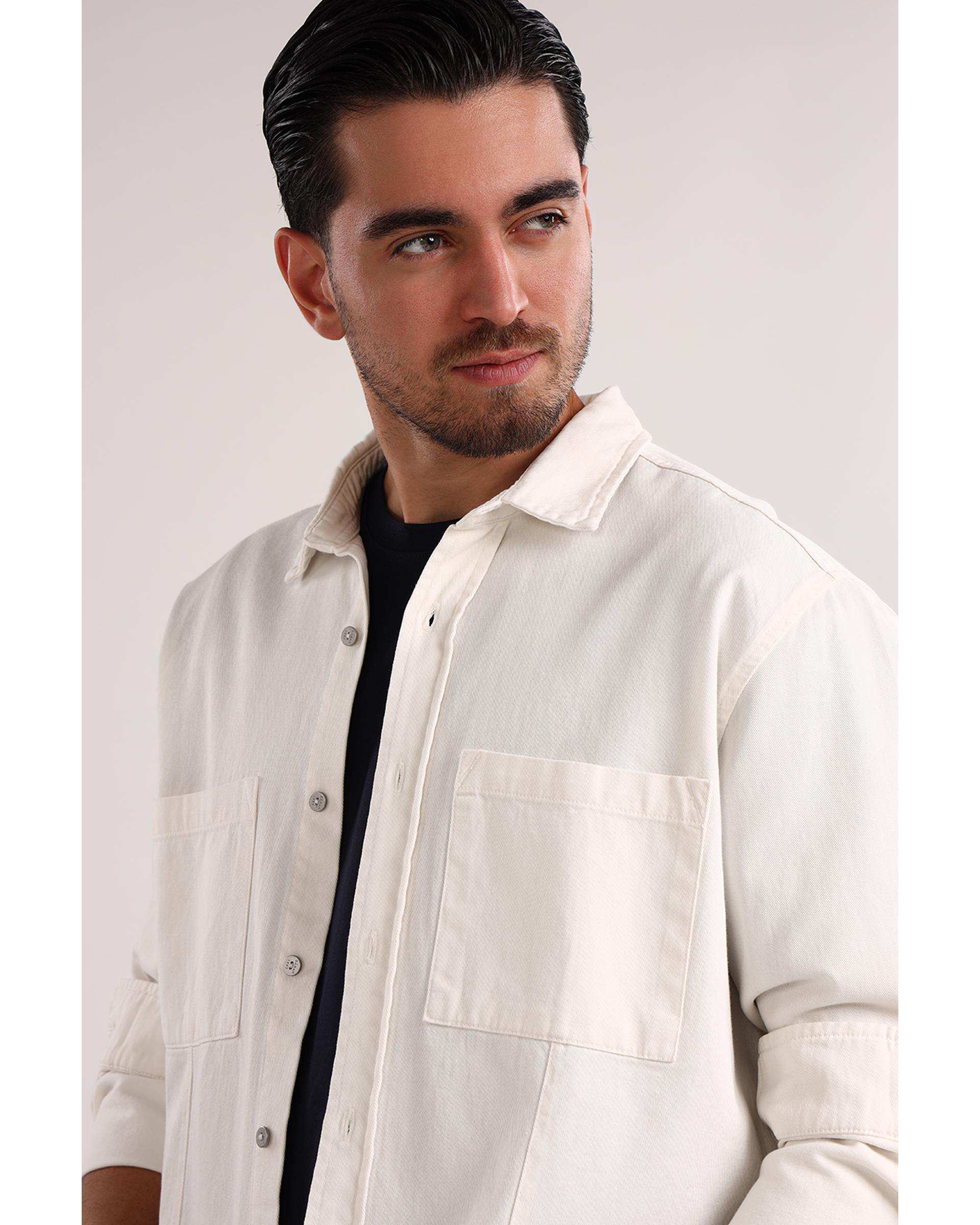 پیراهن مردانه دو جیب سفید سارک Sarak مدل 4700