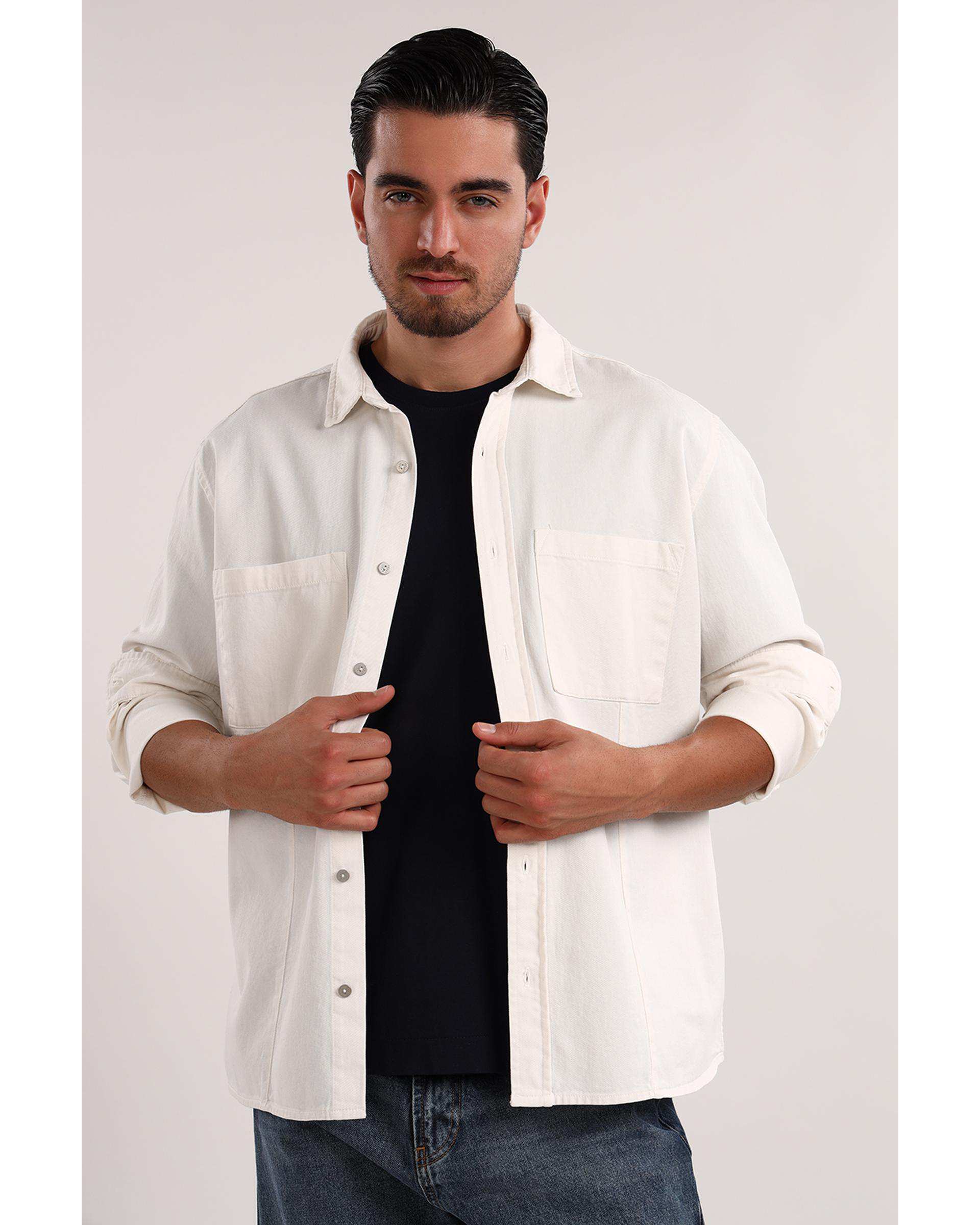 پیراهن مردانه دو جیب سفید سارک Sarak مدل 4700