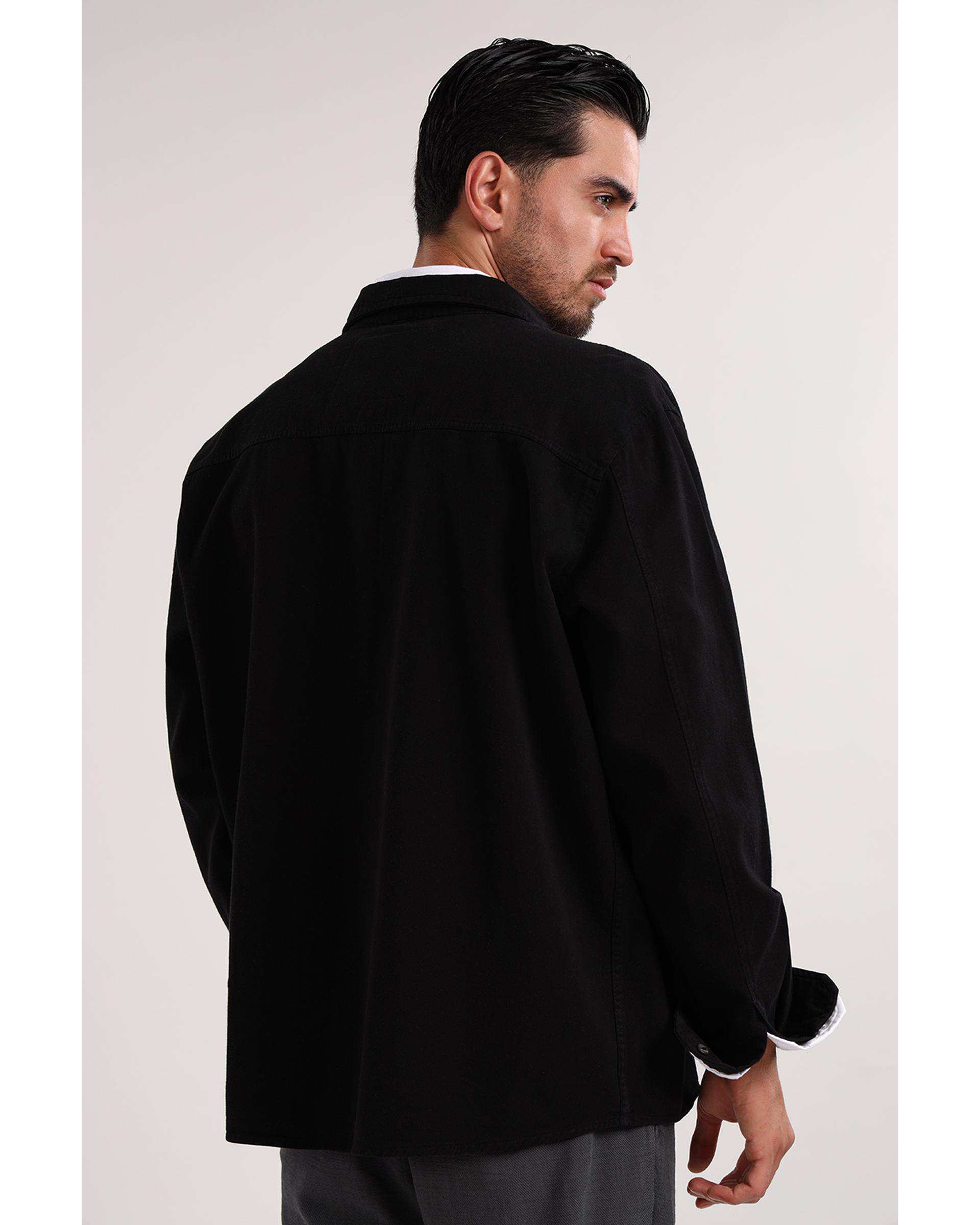 پیراهن مردانه دو جیب مشکی سارک Sarak مدل 4700