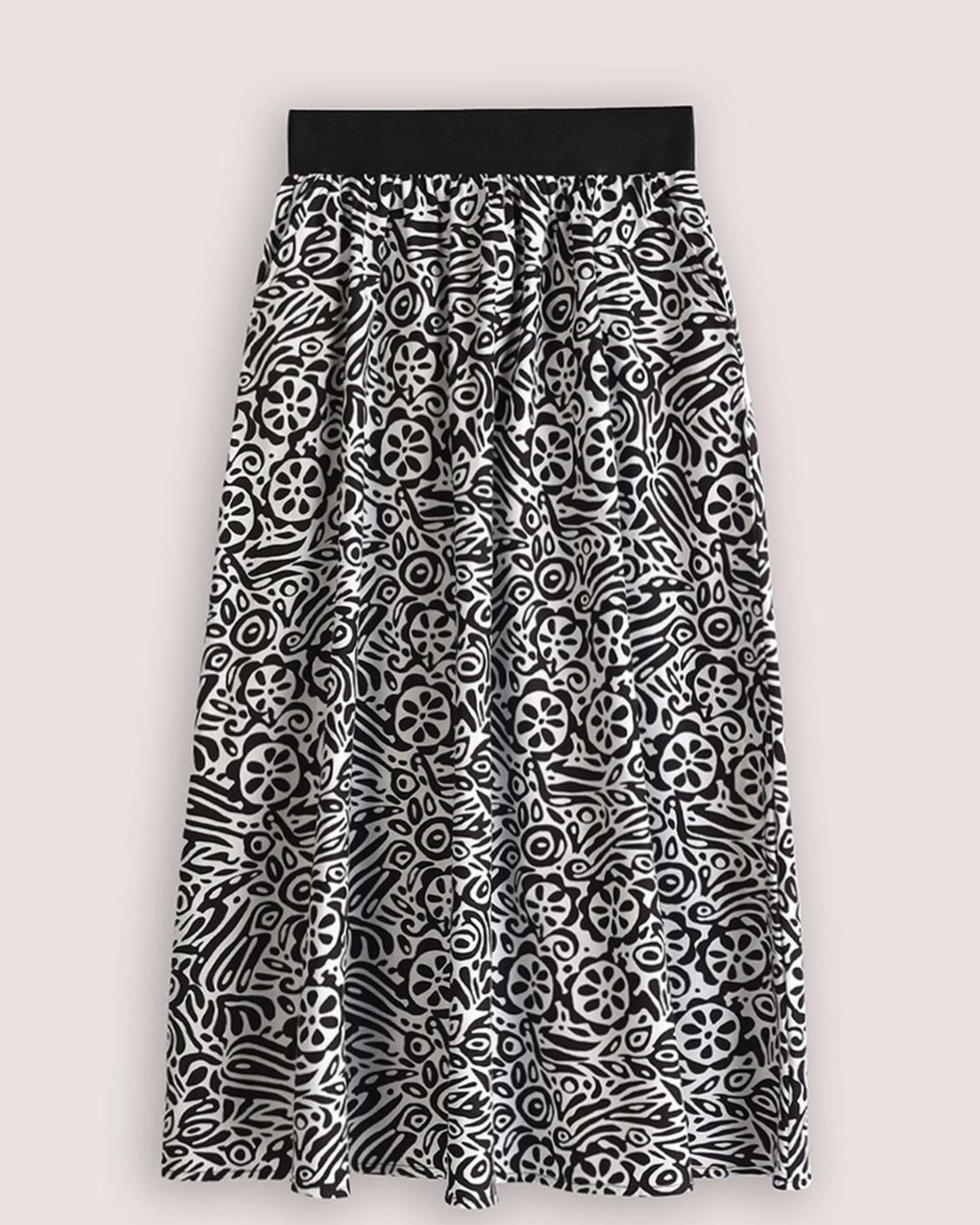 دامن زنانه نخی مشکی سفید سارک Sarak مدل 5005