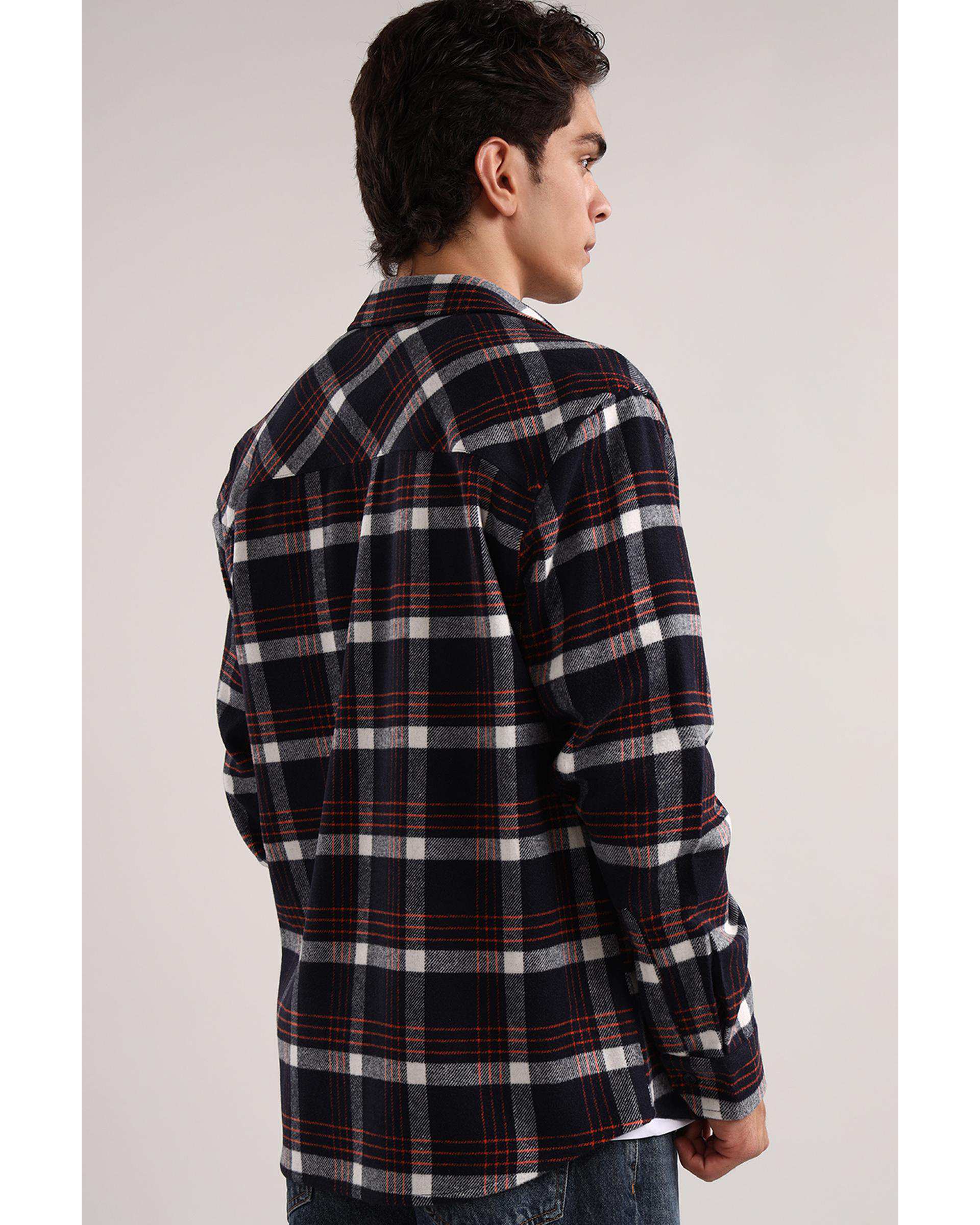 پیراهن مردانه سرمه ای نارنجی سارک Sarak مدل 4571