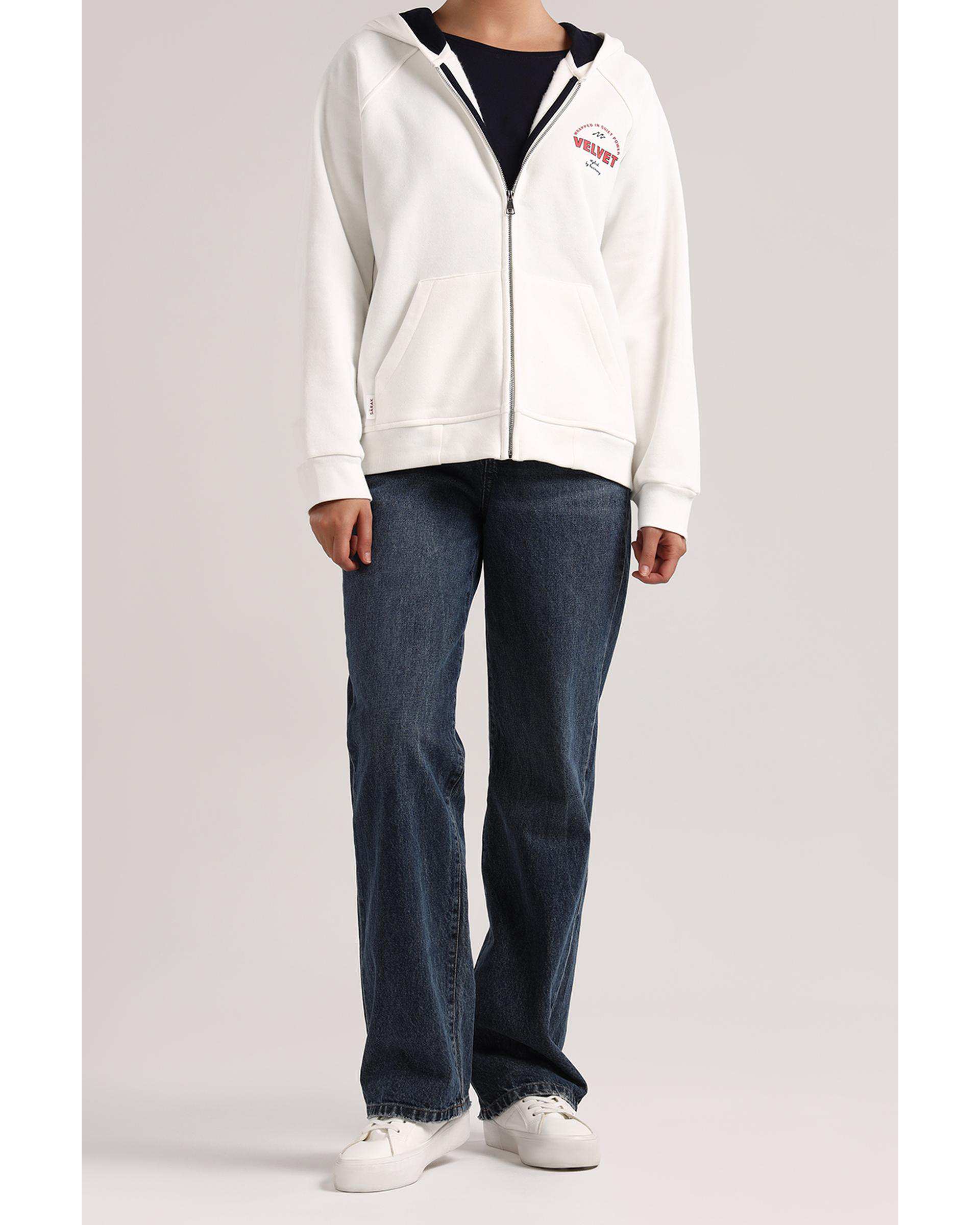 سویشرت زنانه اسپرت سفید سارک Sarak مدل 5026