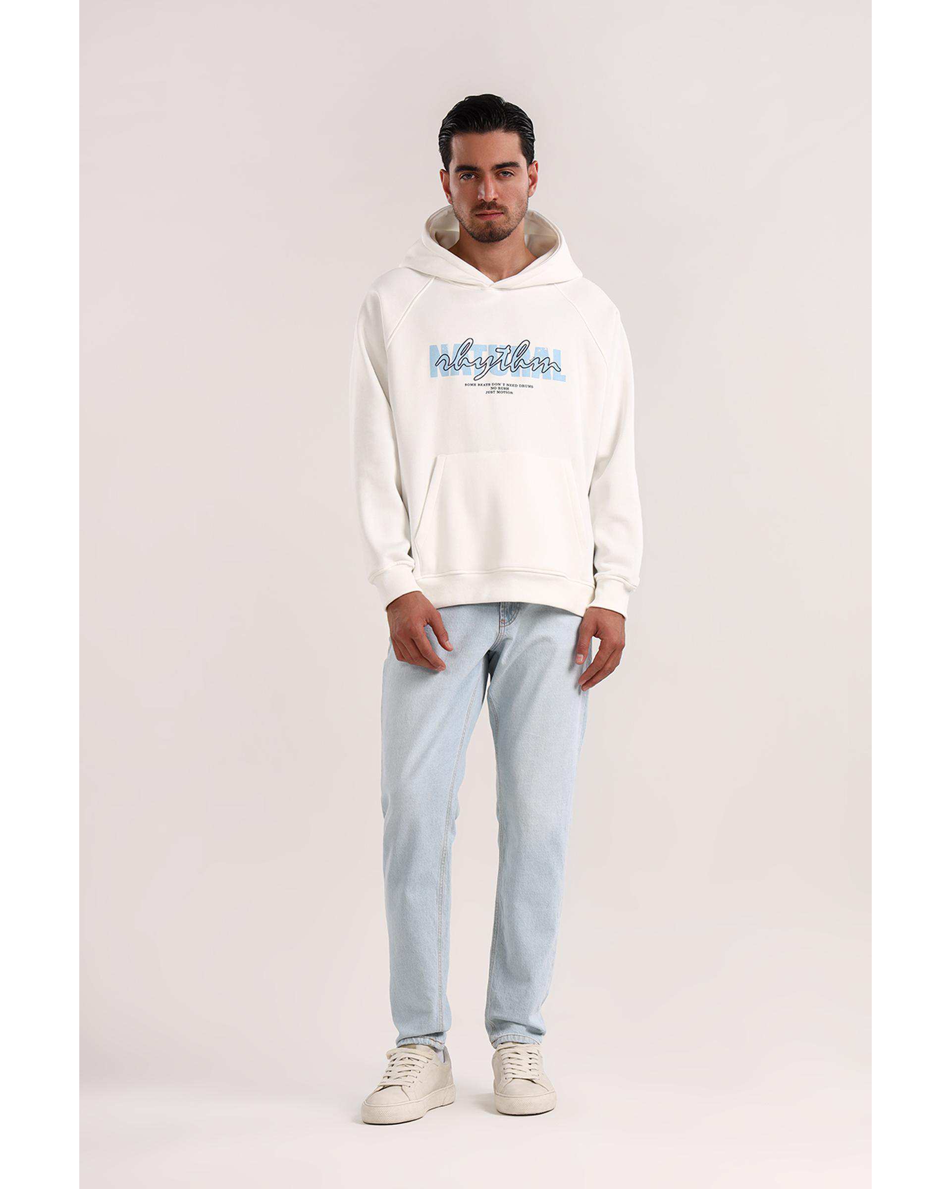 هودی مردانه طرح دار سفید سارک Sarak مدل 5023