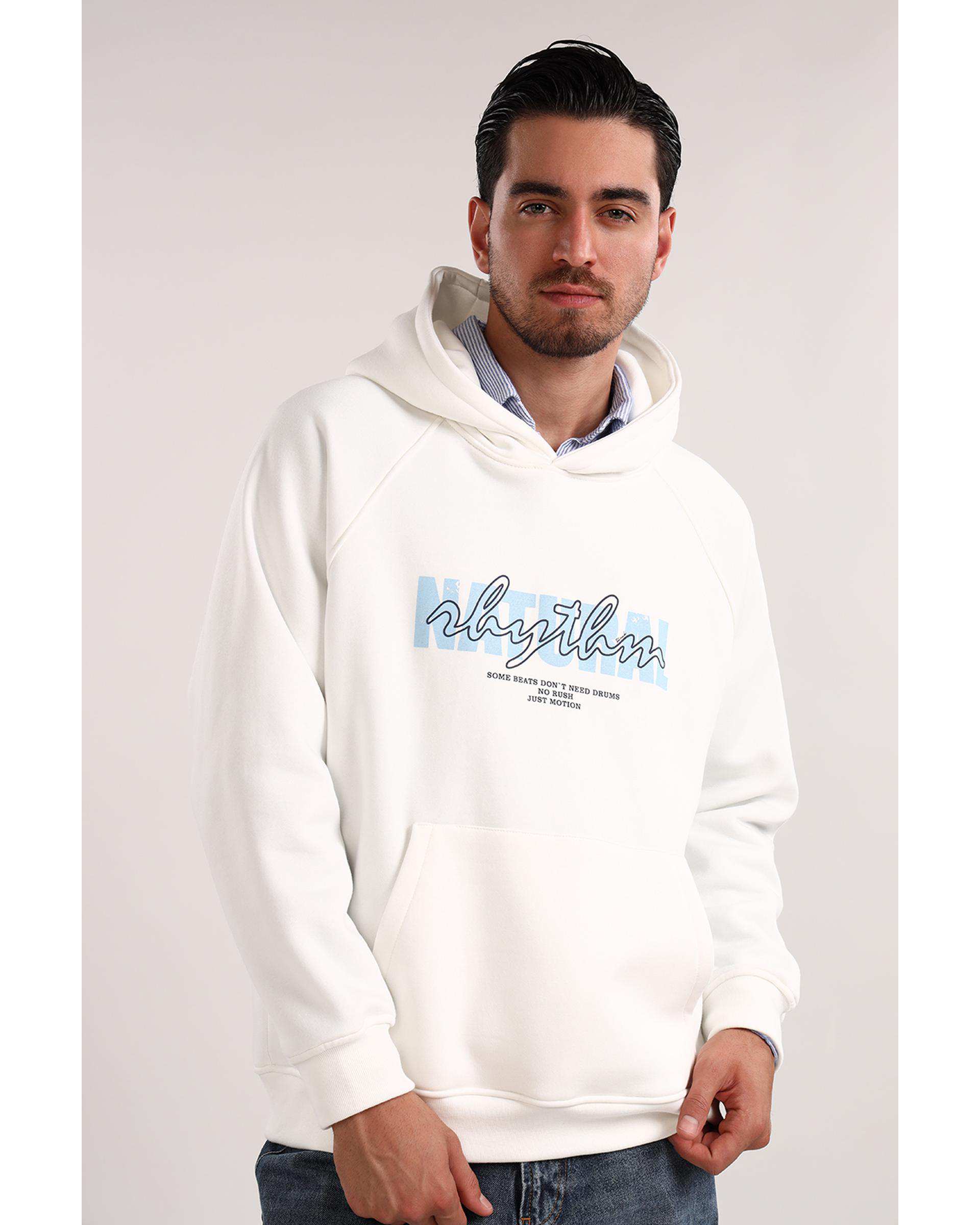 هودی مردانه طرح دار سفید سارک Sarak مدل 5023