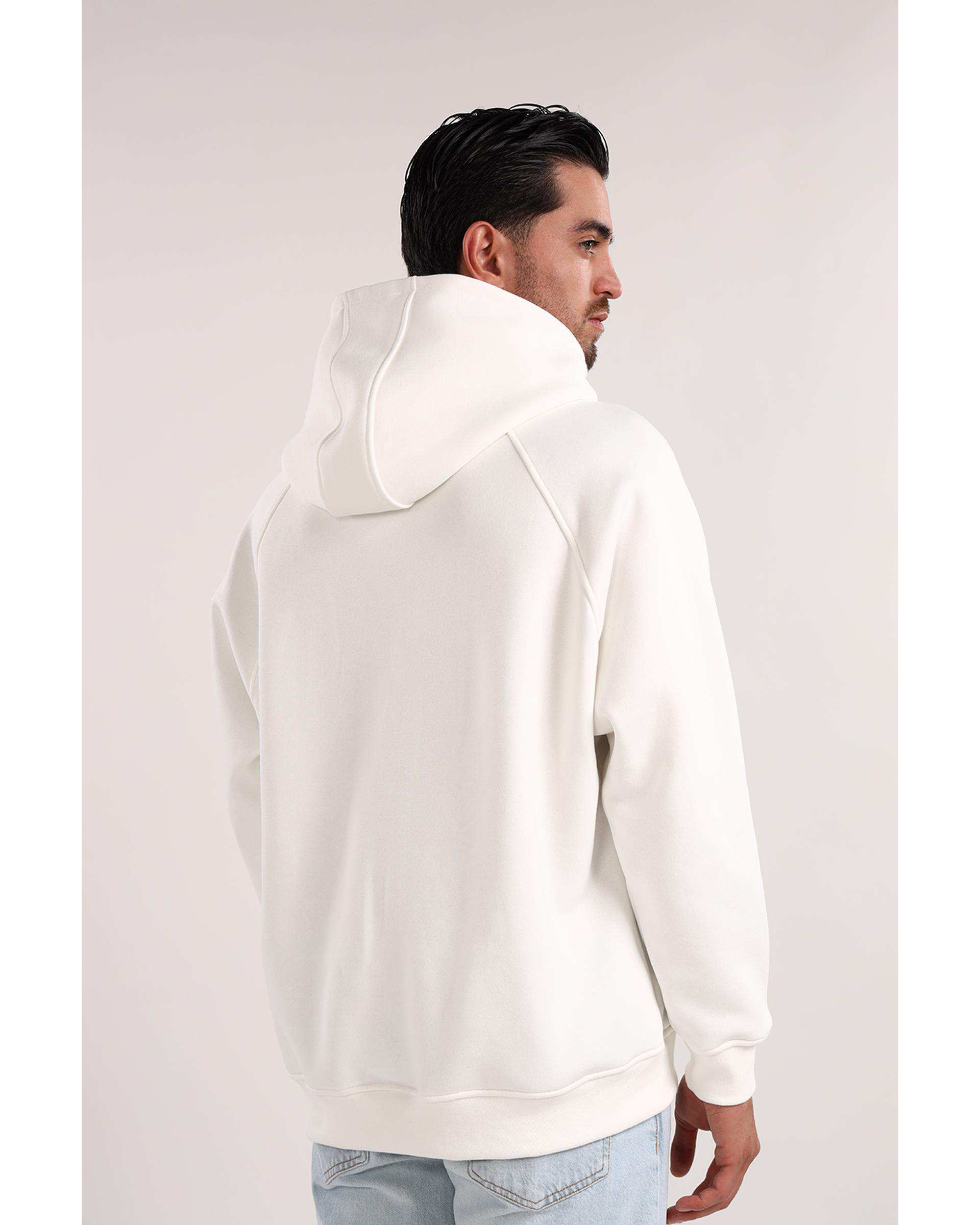 هودی مردانه طرح دار سفید سارک Sarak مدل 5023