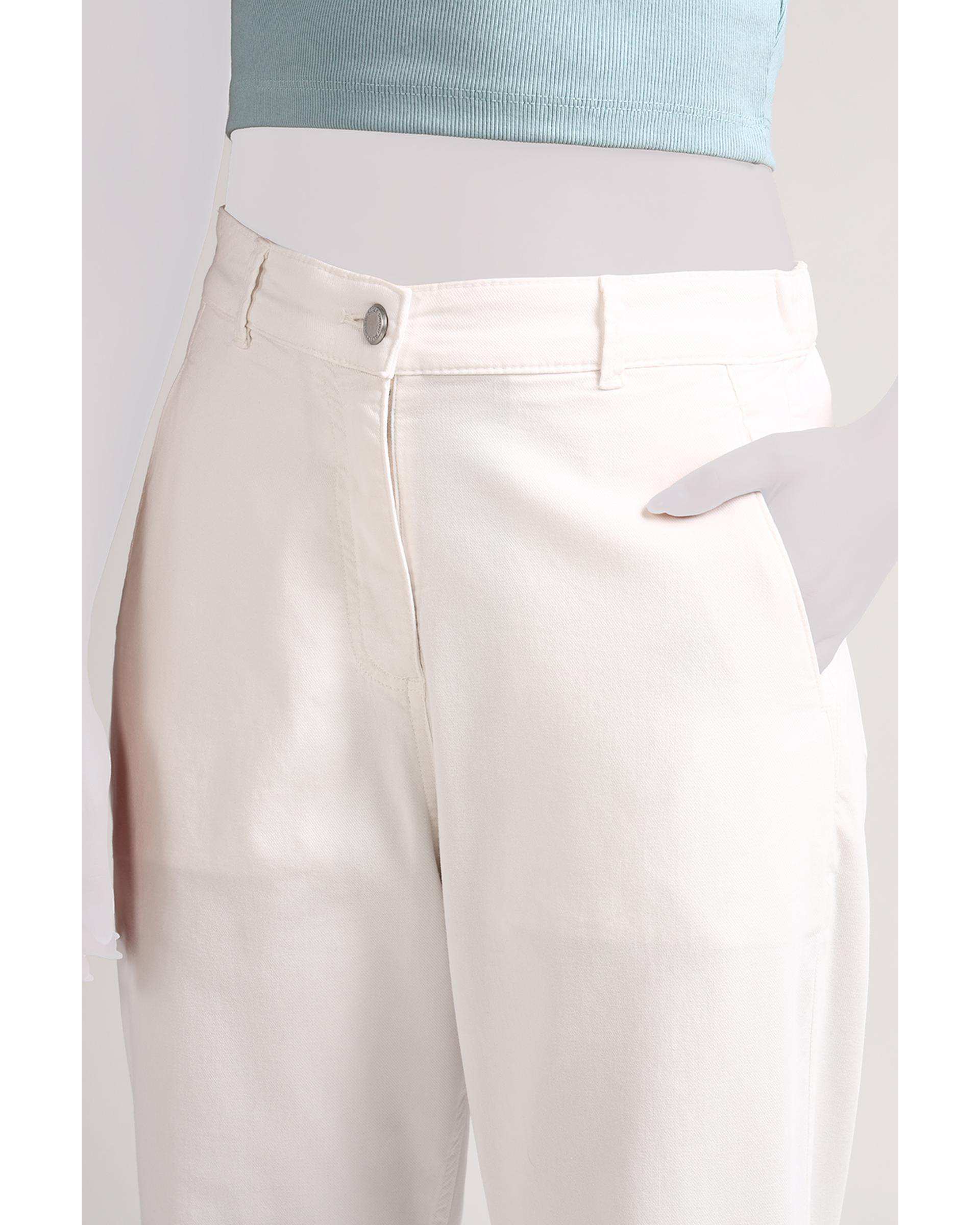 شلوار زنانه مام فیت سفید سارک Sarak مدل 4704