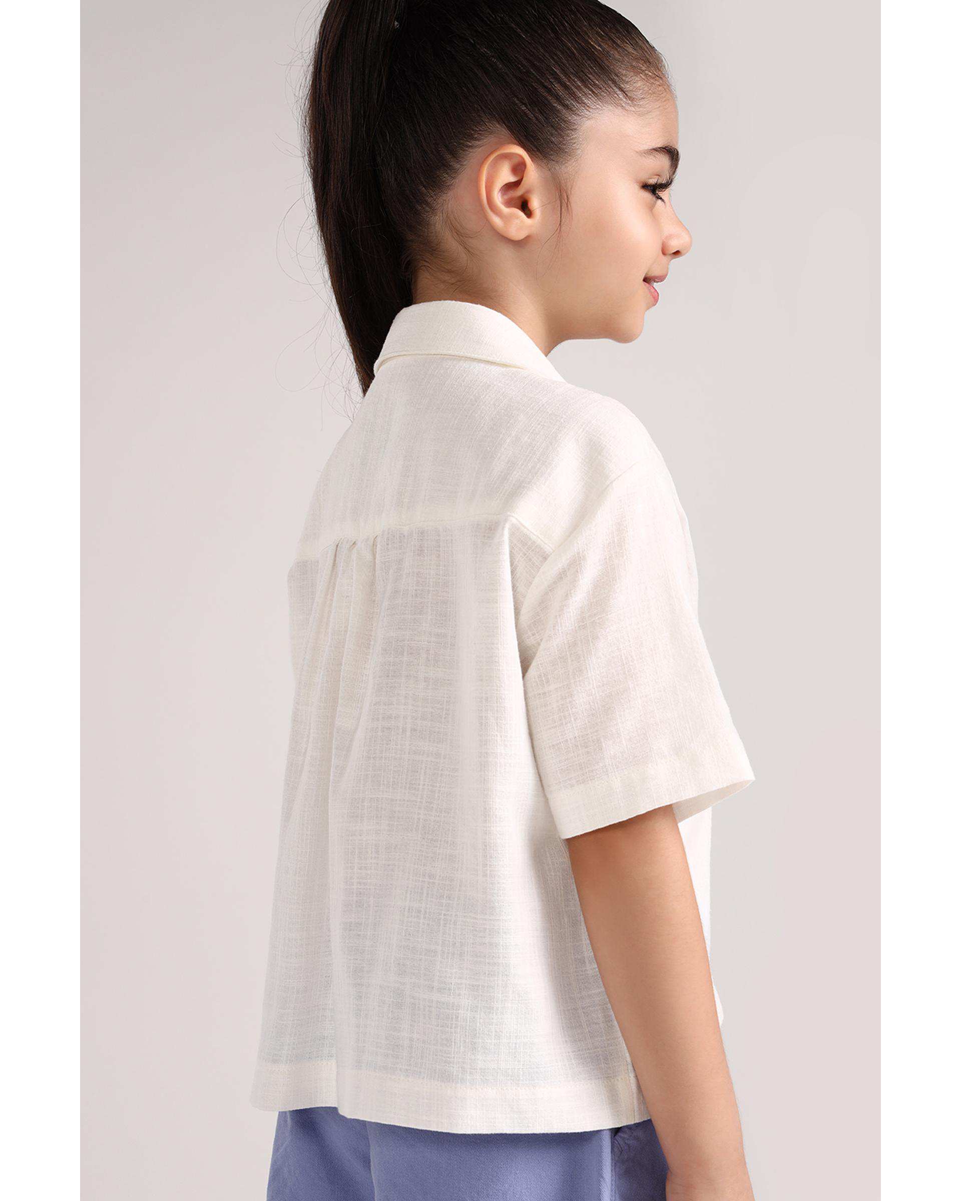 شومیز دخترانه کوتاه سفید سارک Sarak مدل 4964