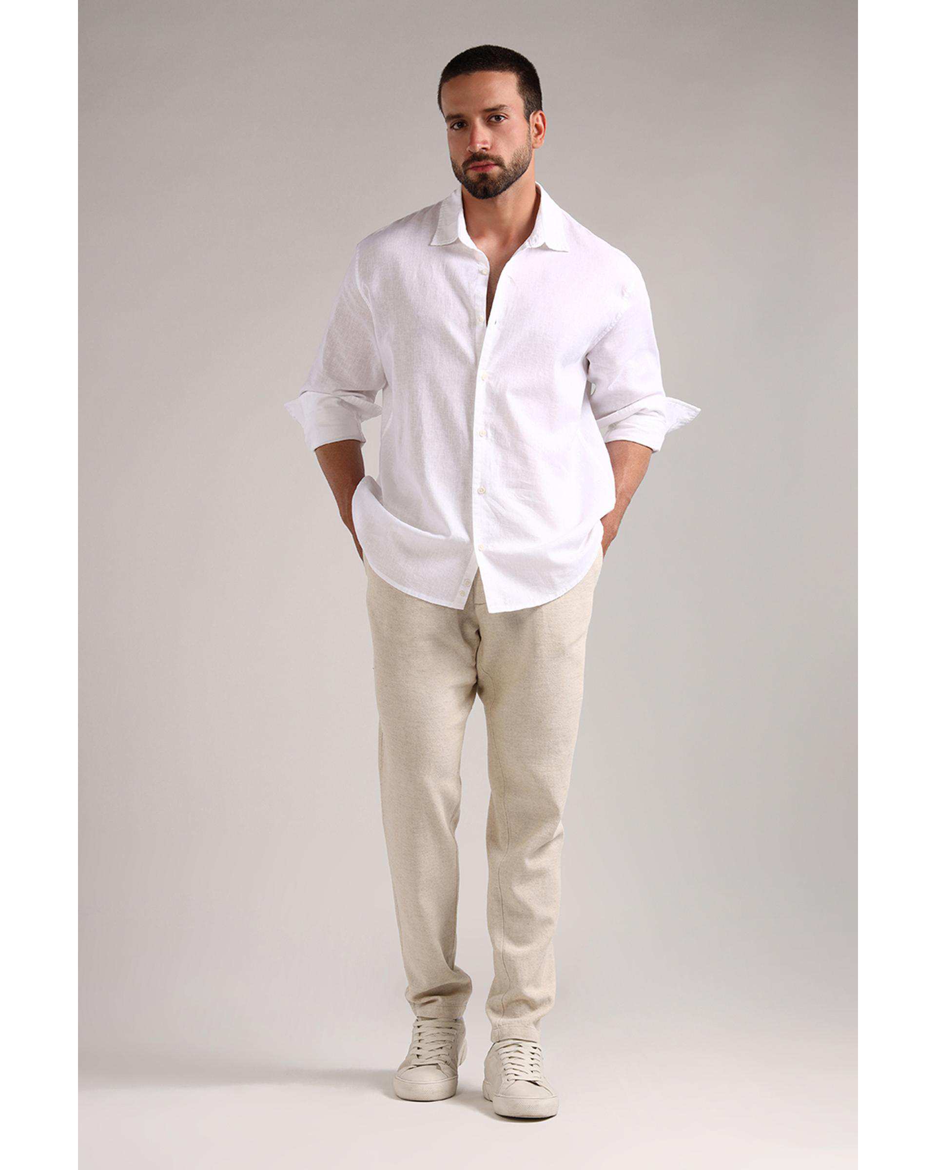 شلوار مردانه راسته کرم روشن سارک Sarak مدل 4705