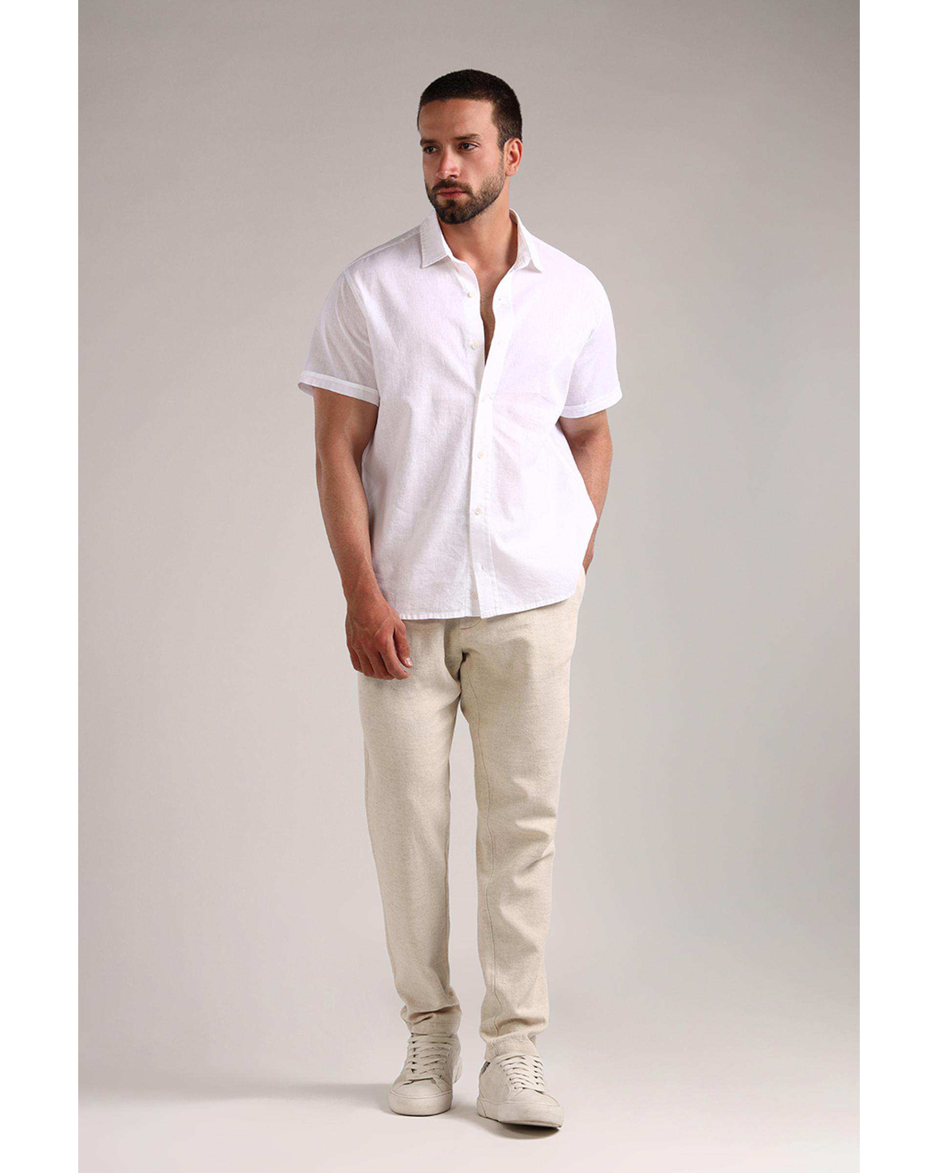 شلوار مردانه راسته کرم روشن سارک Sarak مدل 4705