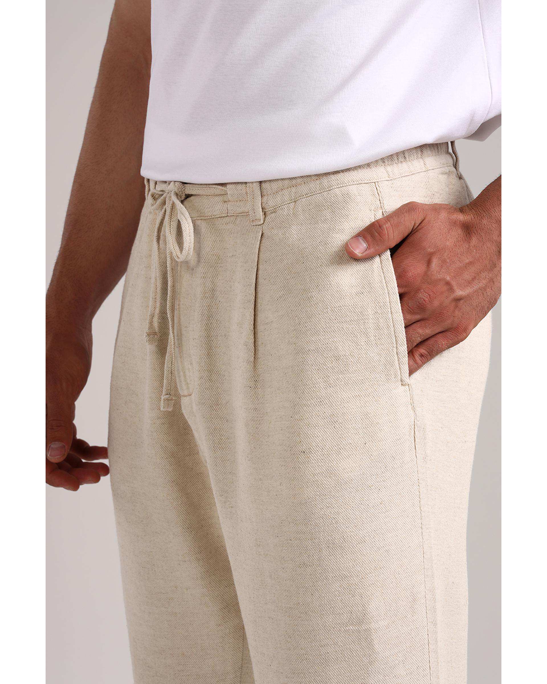 شلوار مردانه راسته کرم روشن سارک Sarak مدل 4705