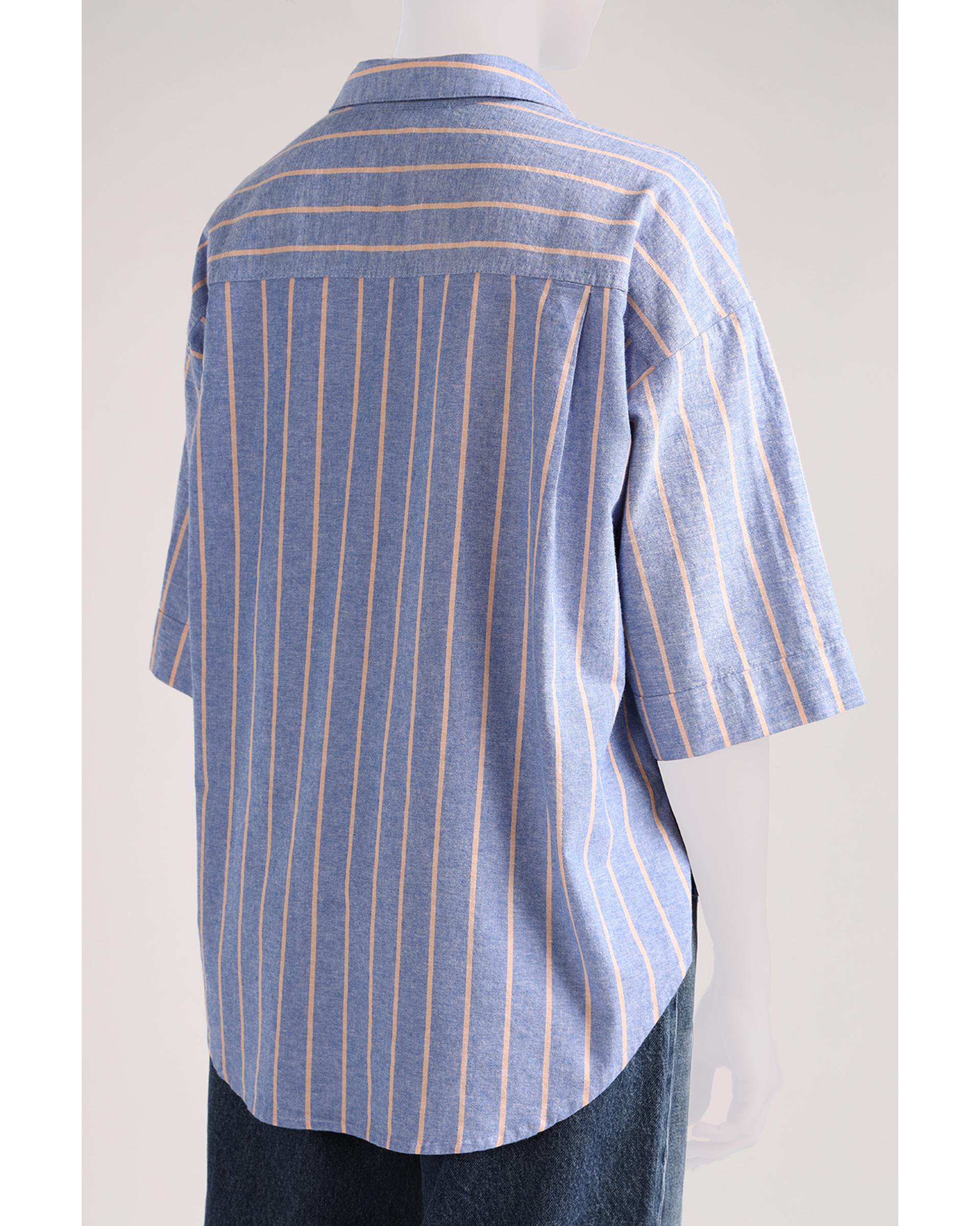 شومیز زنانه راه راه آبی نارنجی سارک Sarak مدل 4855