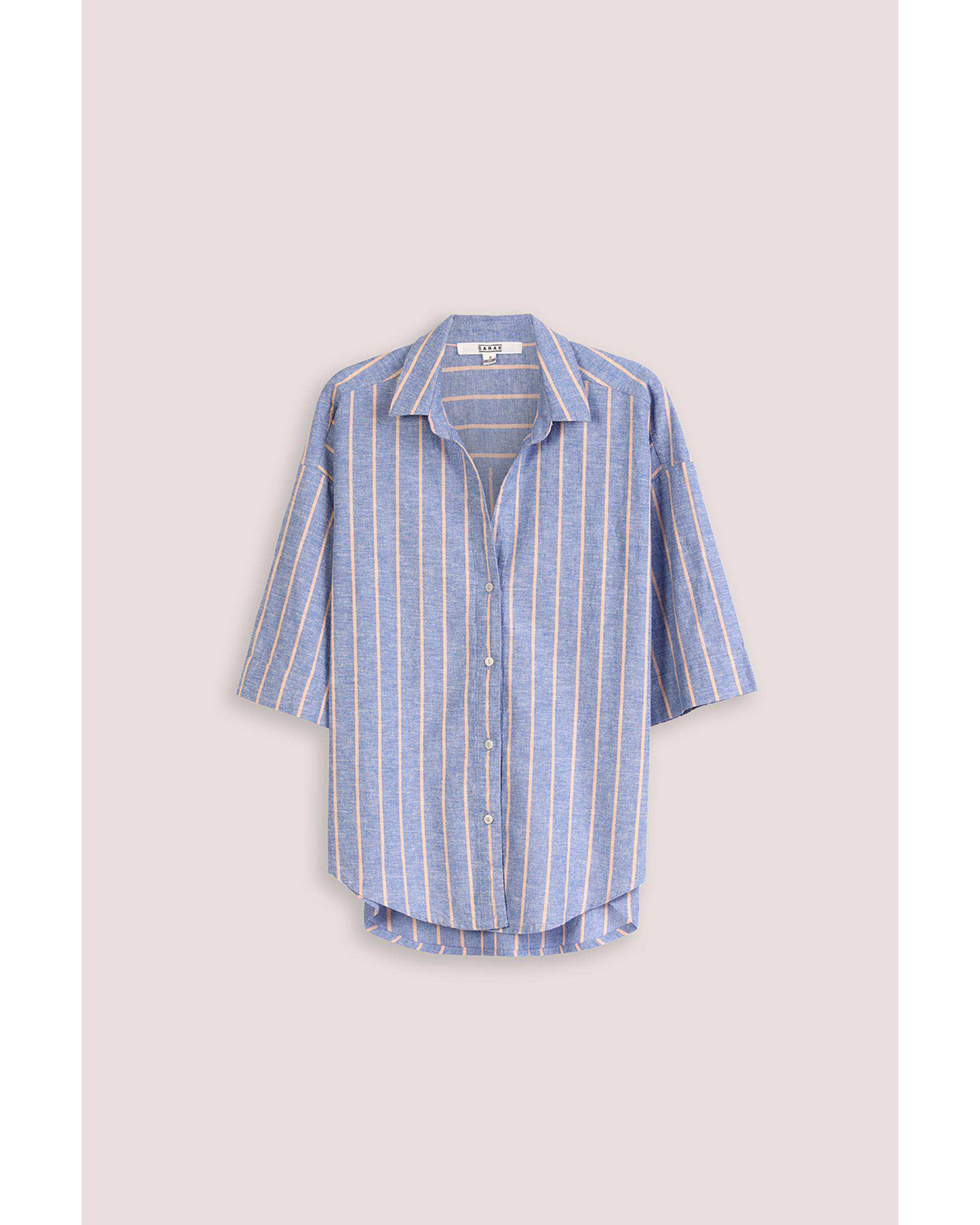 شومیز زنانه راه راه آبی نارنجی سارک Sarak مدل 4855