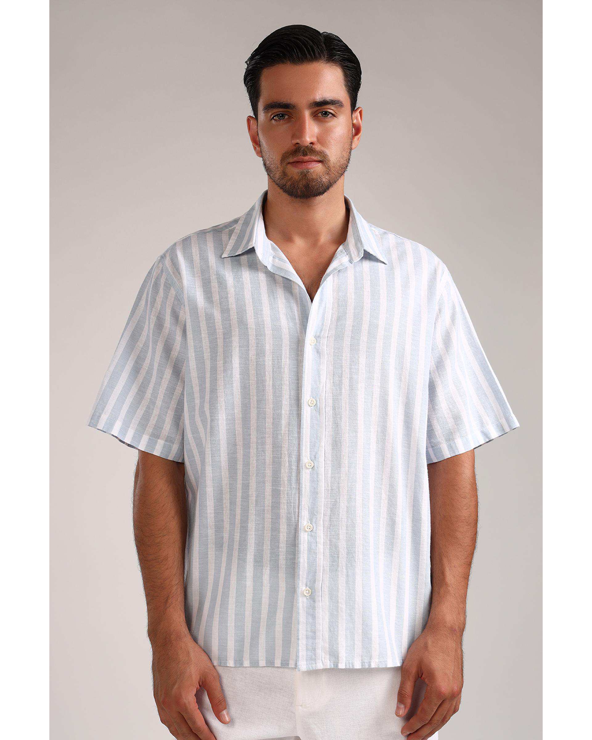 پیراهن مردانه آستین کوتاه آبی سارک Sarak مدل 4856