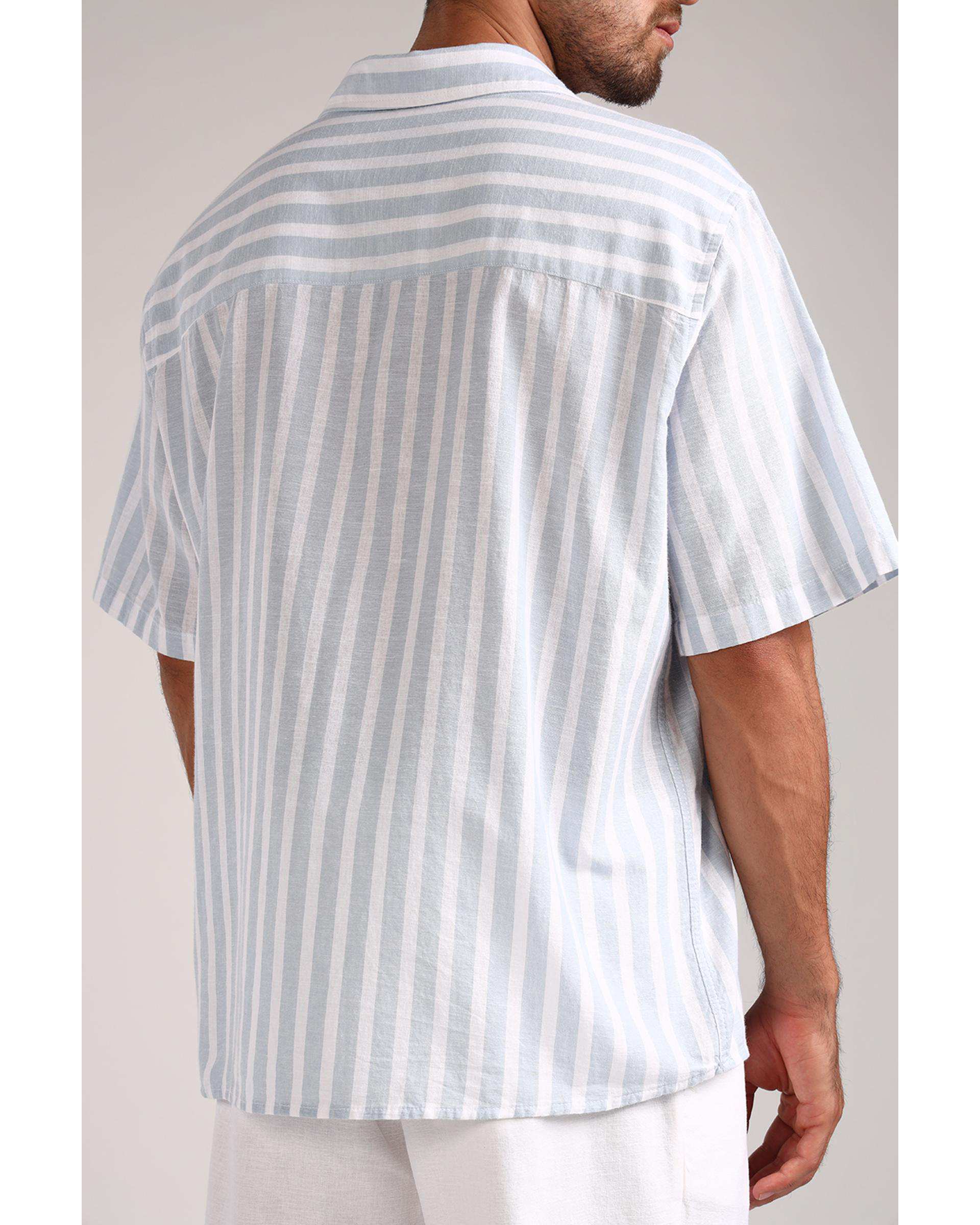 پیراهن مردانه آستین کوتاه آبی سارک Sarak مدل 4856