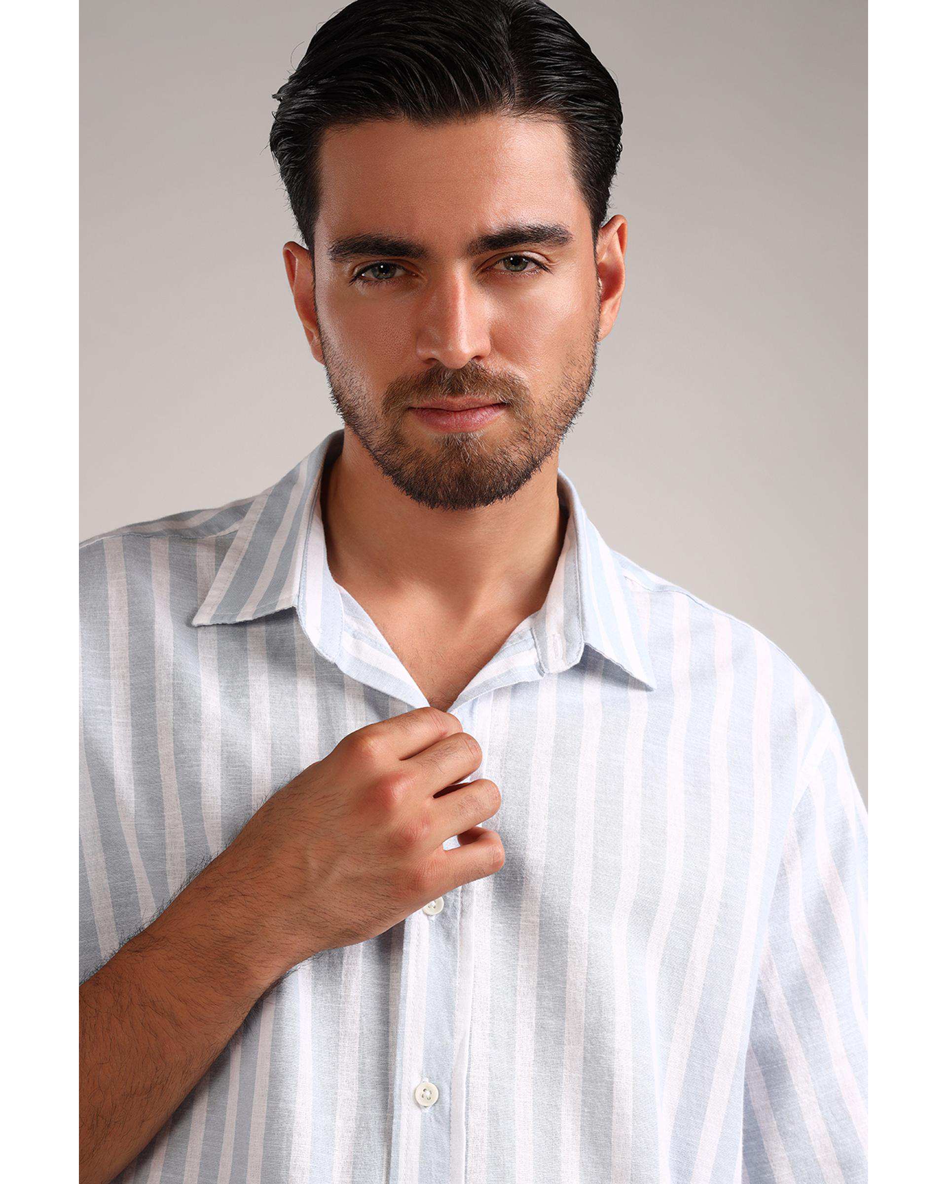 پیراهن مردانه آستین کوتاه آبی سارک Sarak مدل 4856