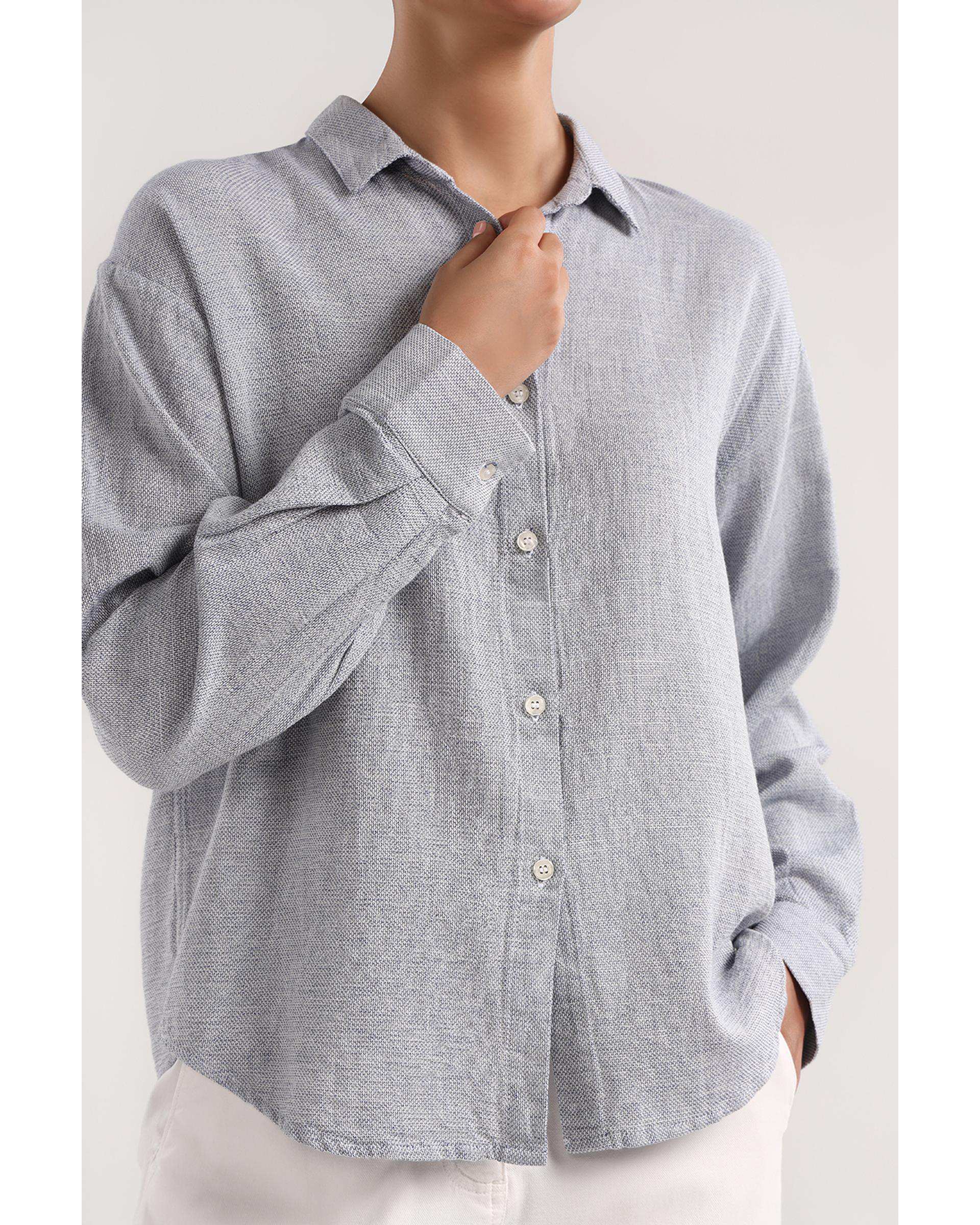 شومیز زنانه پشت پیلی دار آبی سرمه ای سارک Sarak مدل 4612