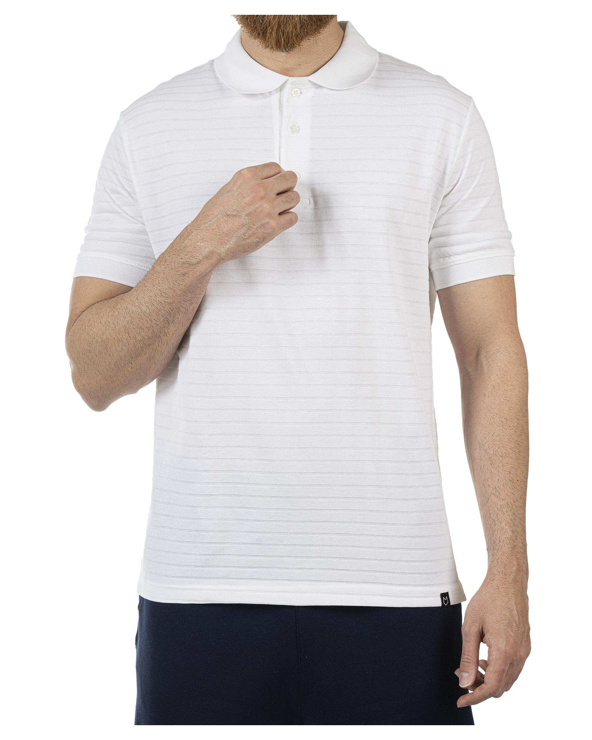 پولوشرت ورزشی مردانه سفید مل اند موژ Mel & Moj کد M08748