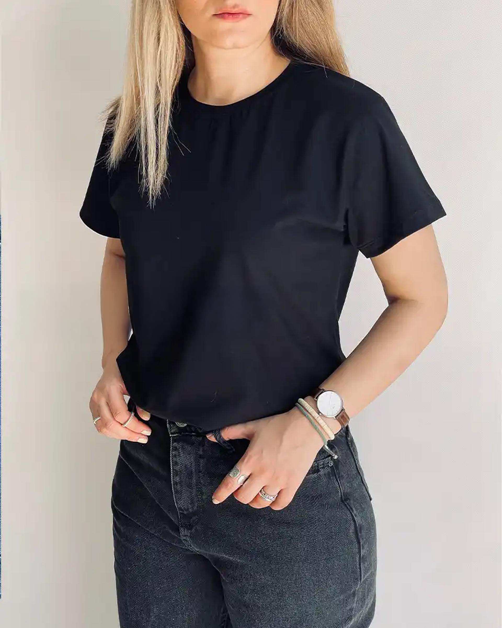 تی شرت زنانه نخی مشکی آماهی Amahi کد AA106