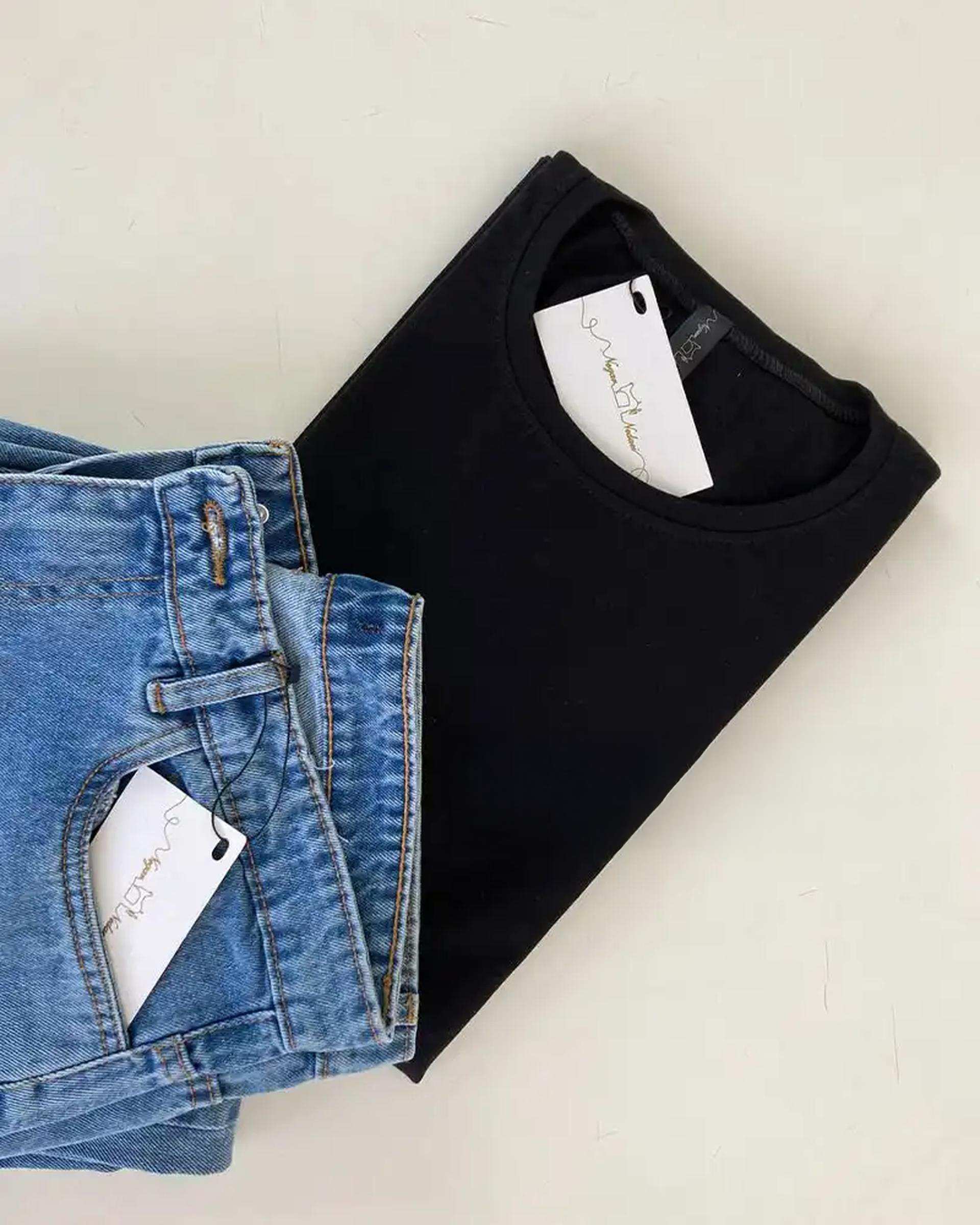 تی شرت زنانه نخی مشکی آماهی Amahi کد AA106