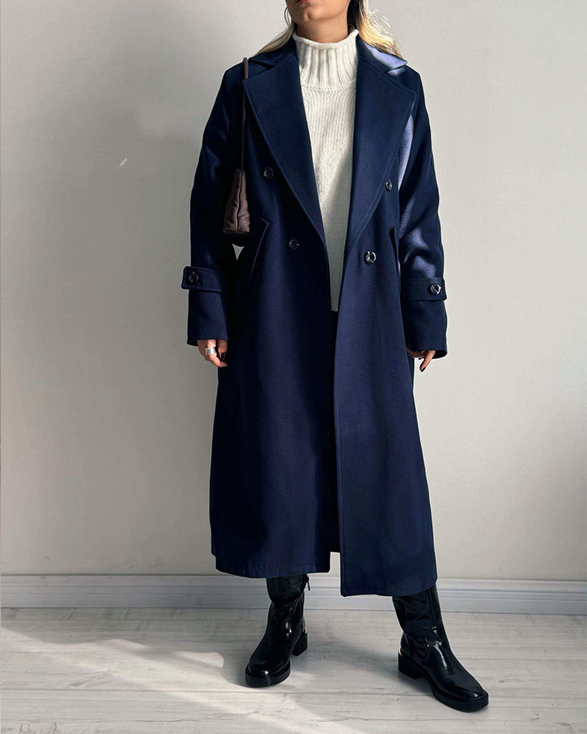 پالتو زنانه سرمه ای آماهی Amahi مدل Snowy کد AA108