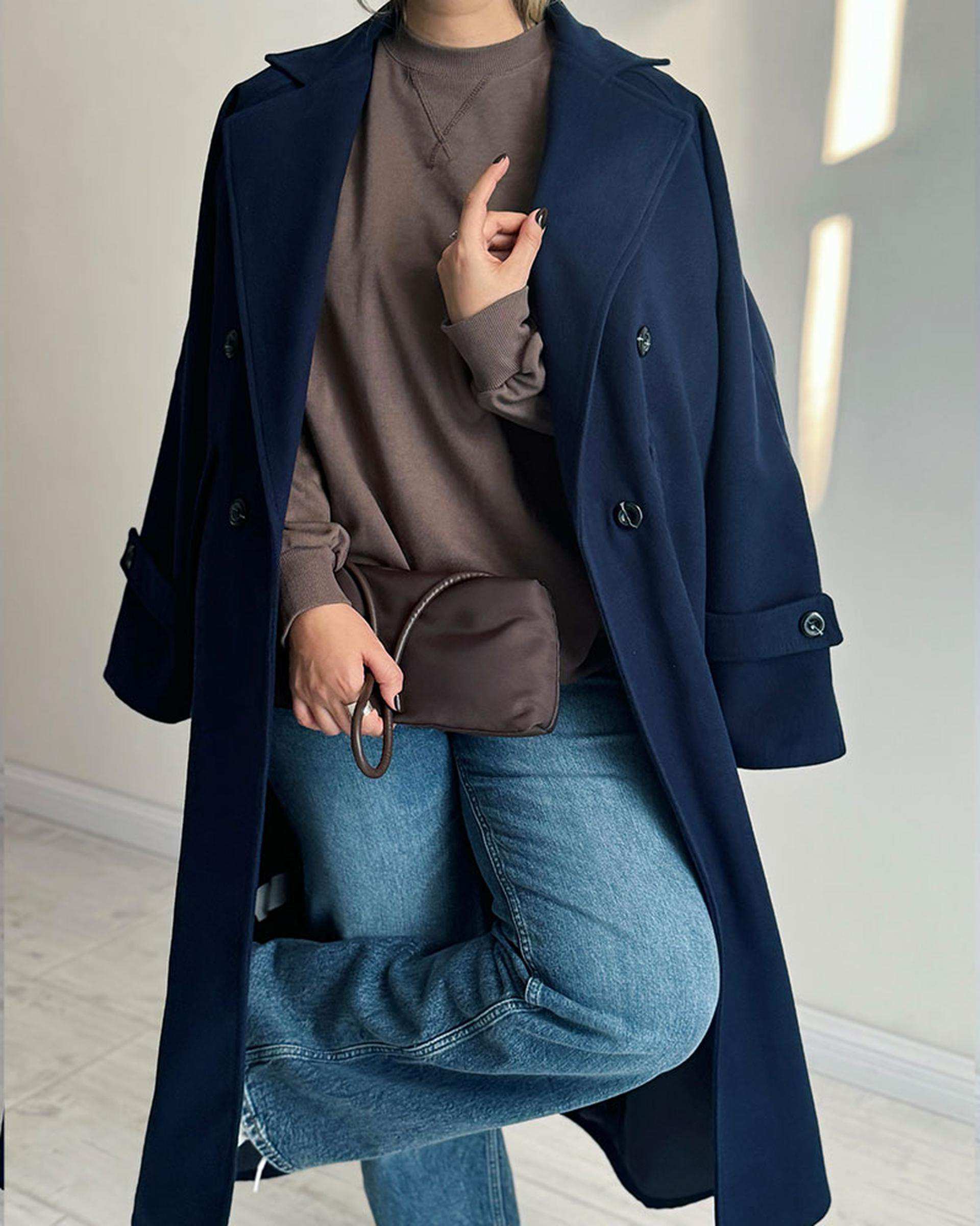 پالتو زنانه سرمه ای آماهی Amahi مدل Snowy کد AA108