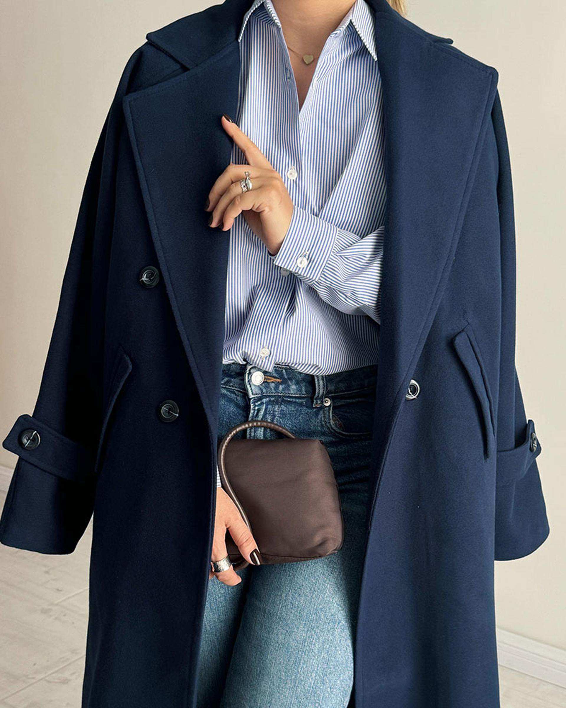 پالتو زنانه سرمه ای آماهی Amahi مدل Snowy کد AA108