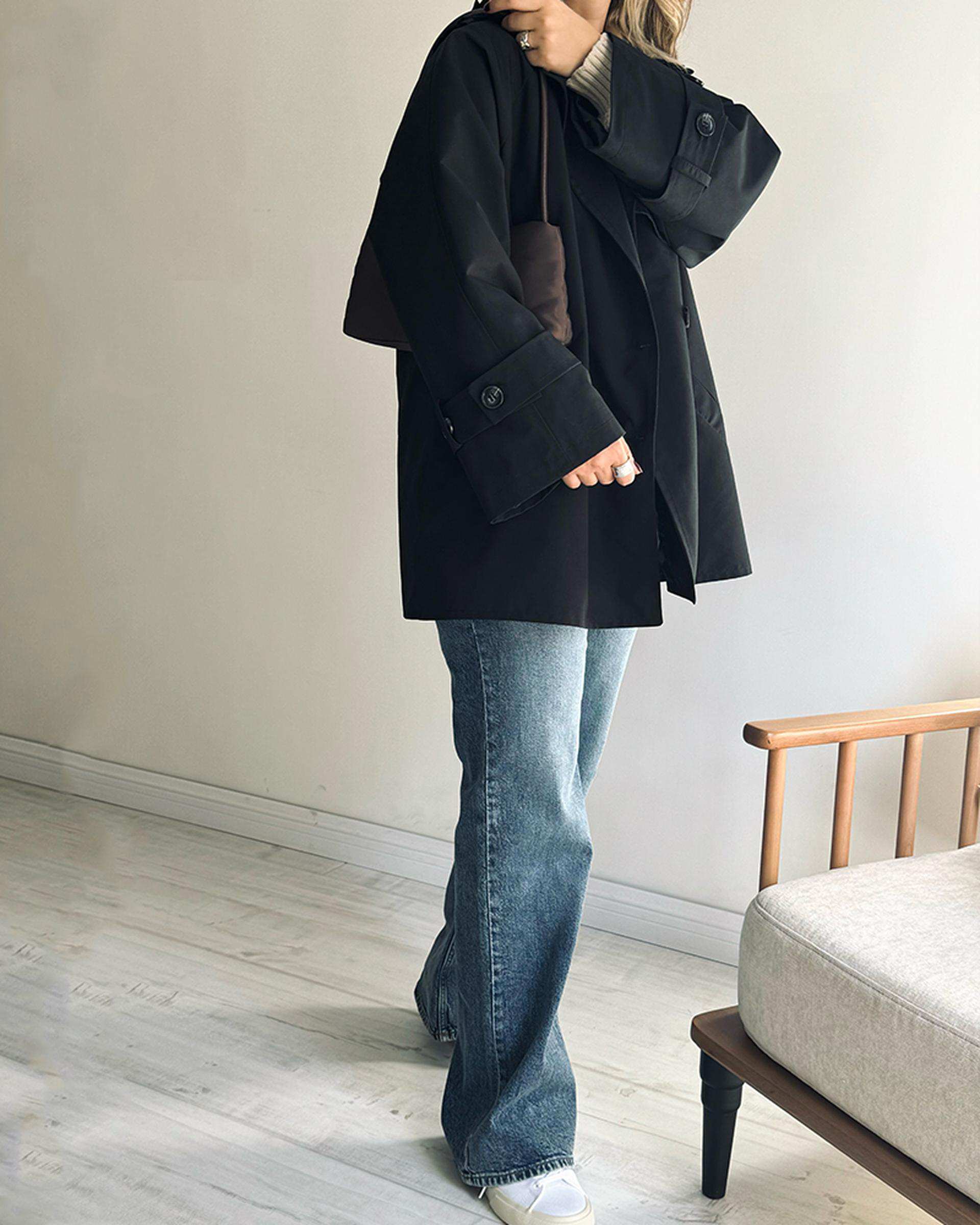 ترنچ کت زنانه مشکی نگار ندایی Negar Nedaei مدل Drop