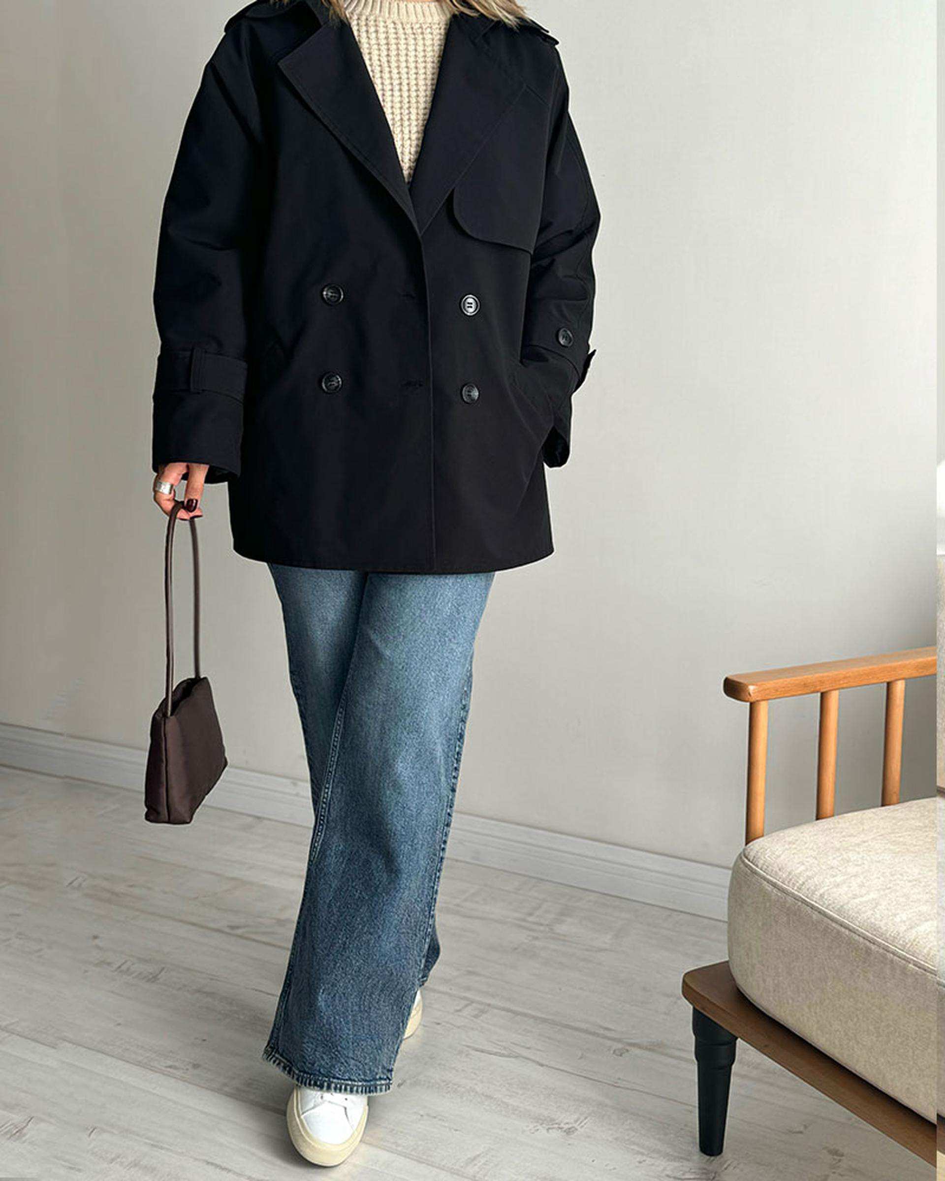 ترنچ کت زنانه مشکی نگار ندایی Negar Nedaei مدل Drop