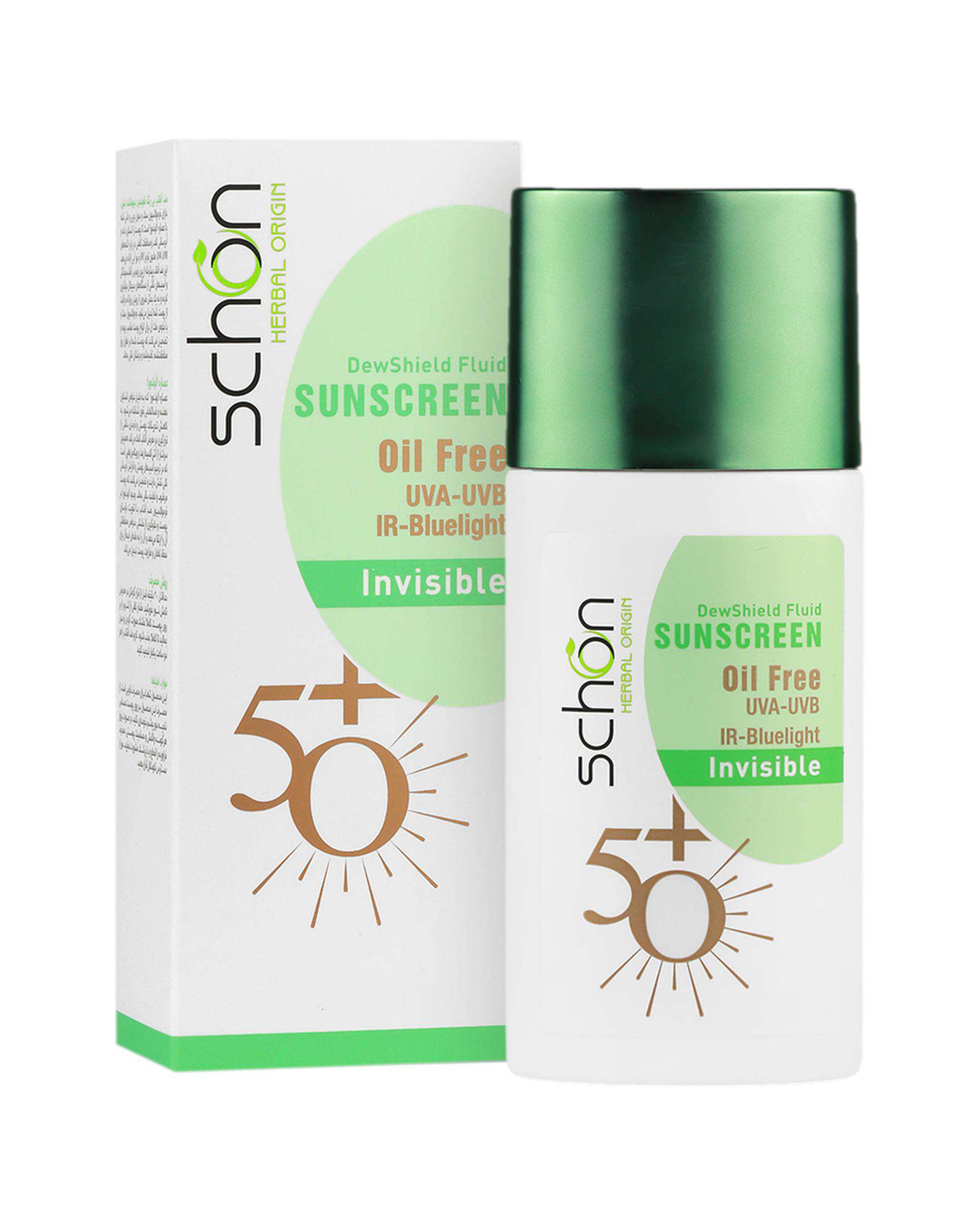 فلوئید ضد آفتاب بی رنگ SPF50 شون Schon مدل دیووشیلد Dew Shield