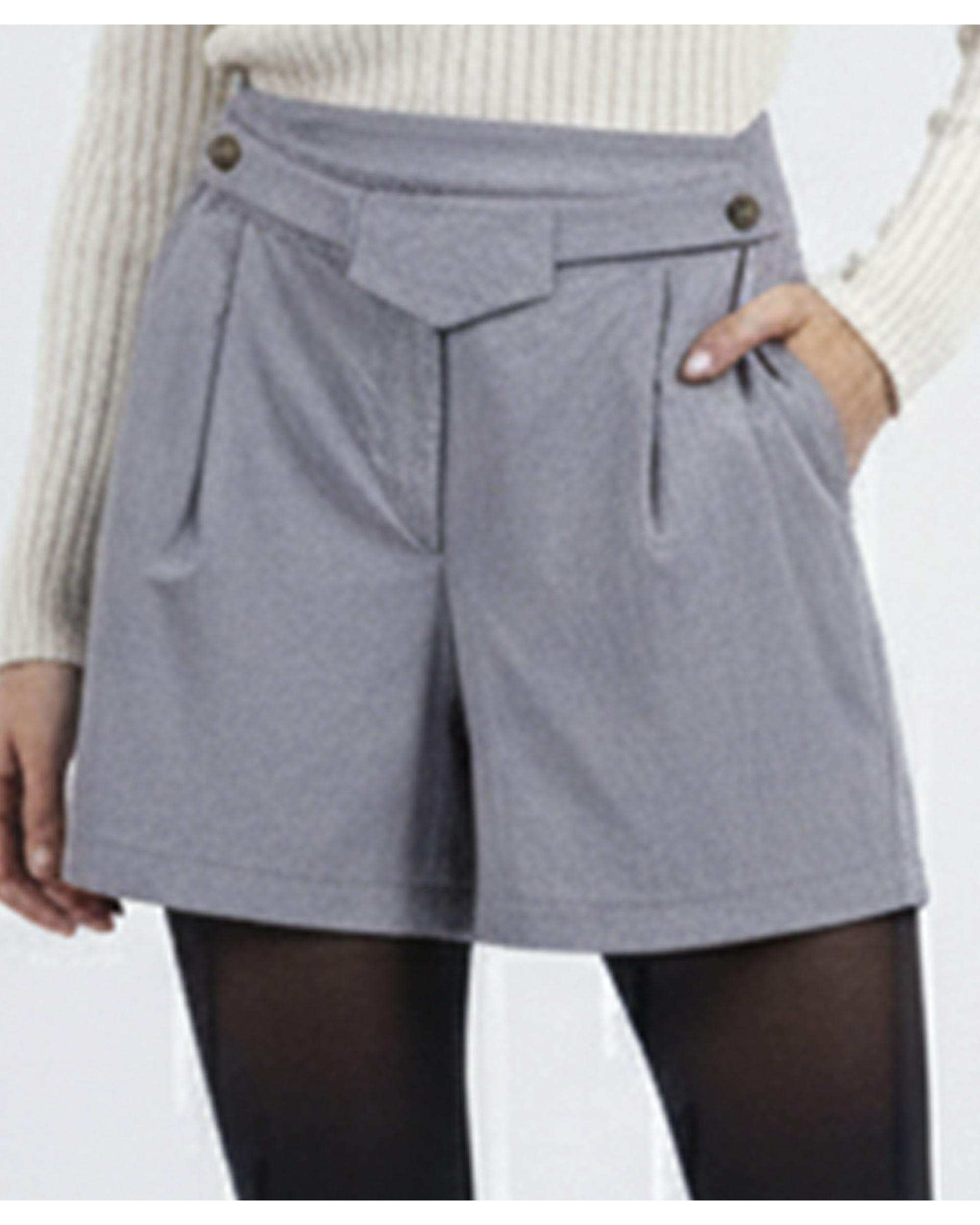 شلوارک کتان زنانه طوسی ریس Rees کد 1040003-10