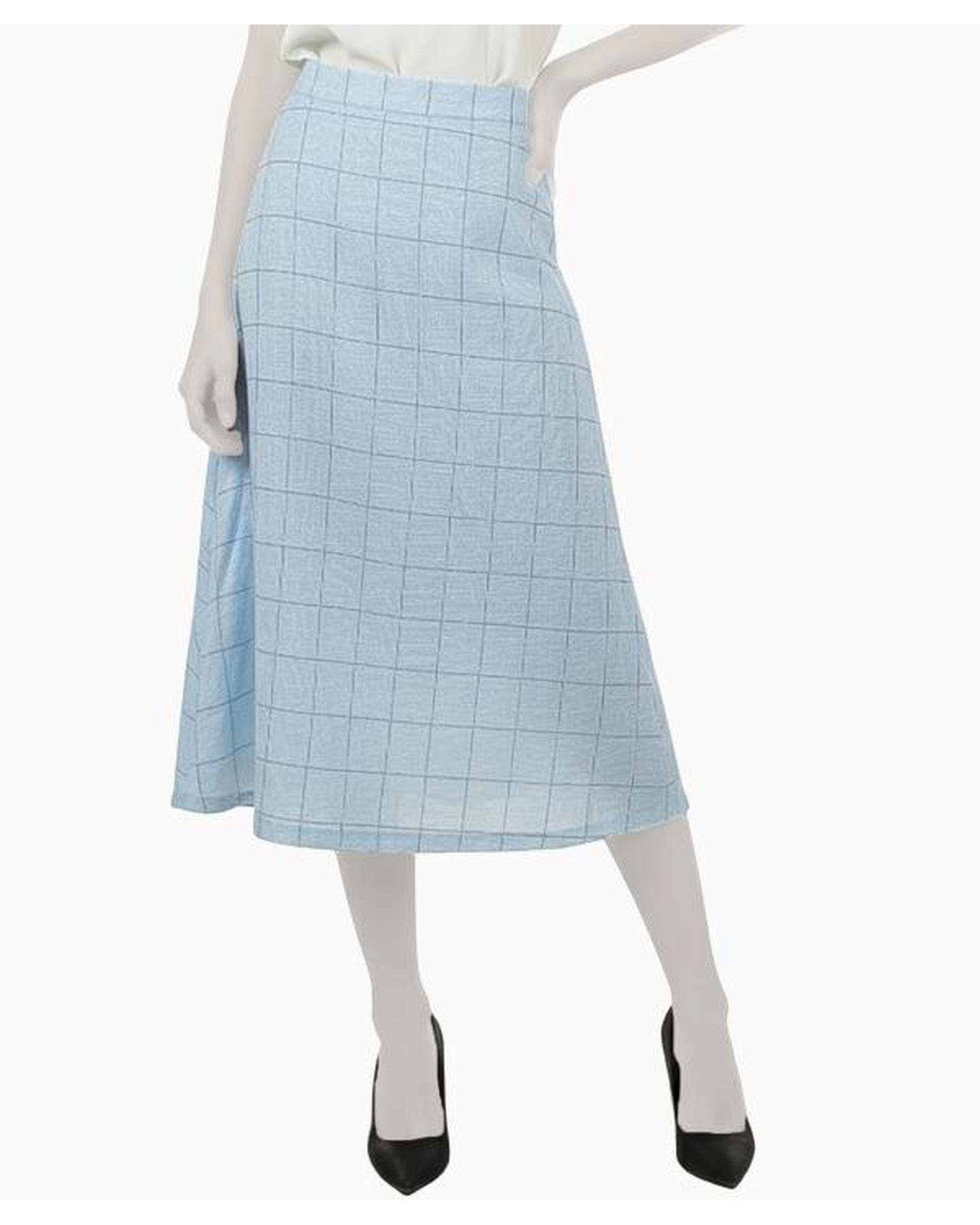 دامن زنانه چهار خانه آبی لینن ریس Rees کد 1080001-08