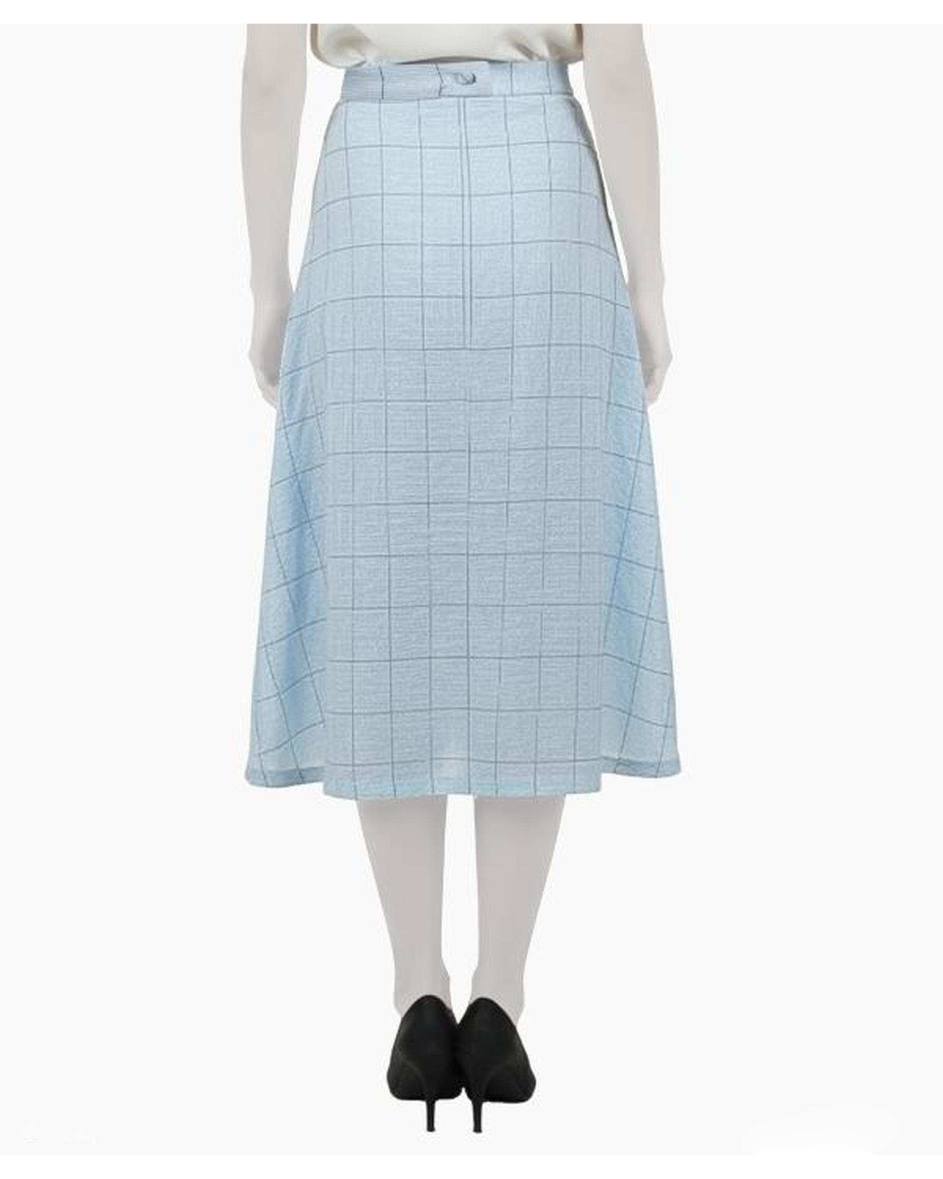 دامن زنانه چهار خانه آبی لینن ریس Rees کد 1080001-08