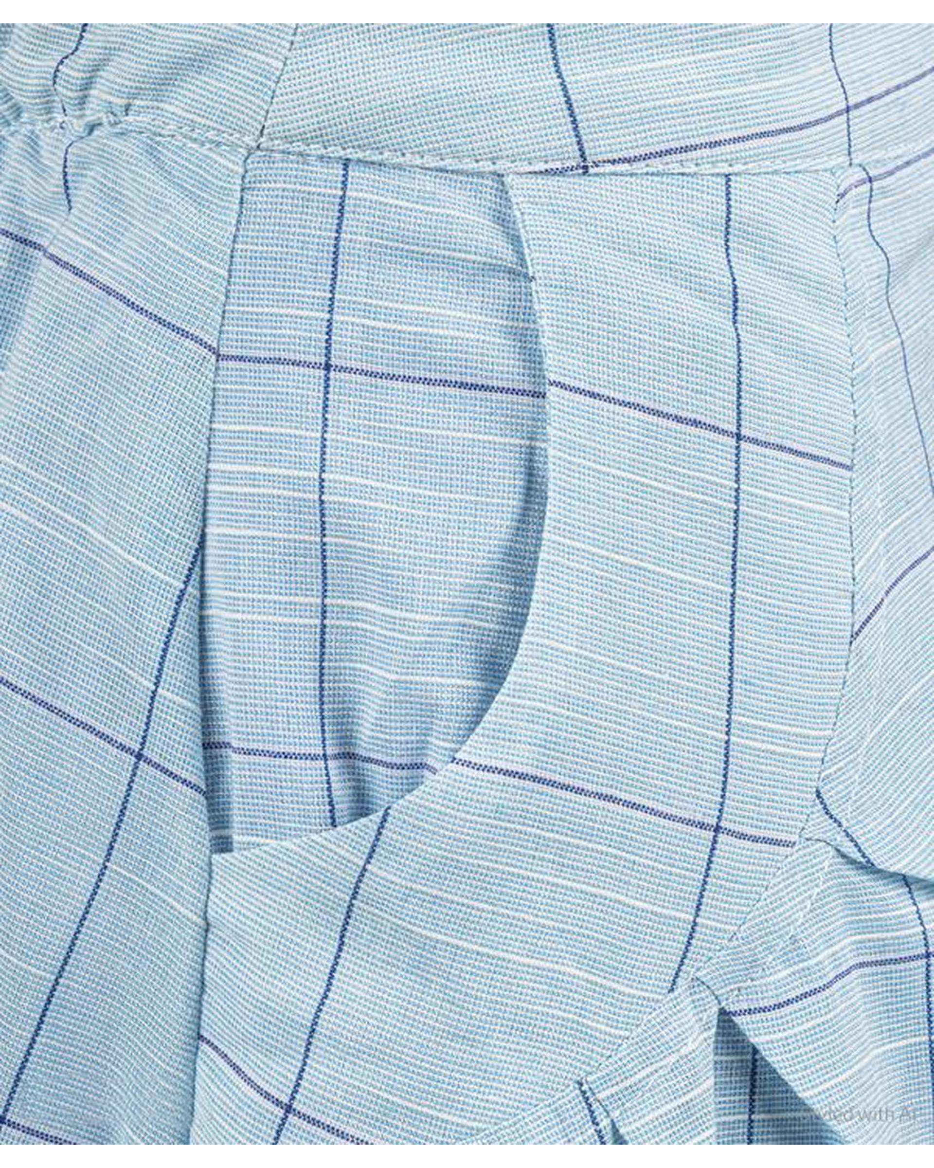 دامن زنانه چهار خانه آبی لینن ریس Rees کد 1080001-08